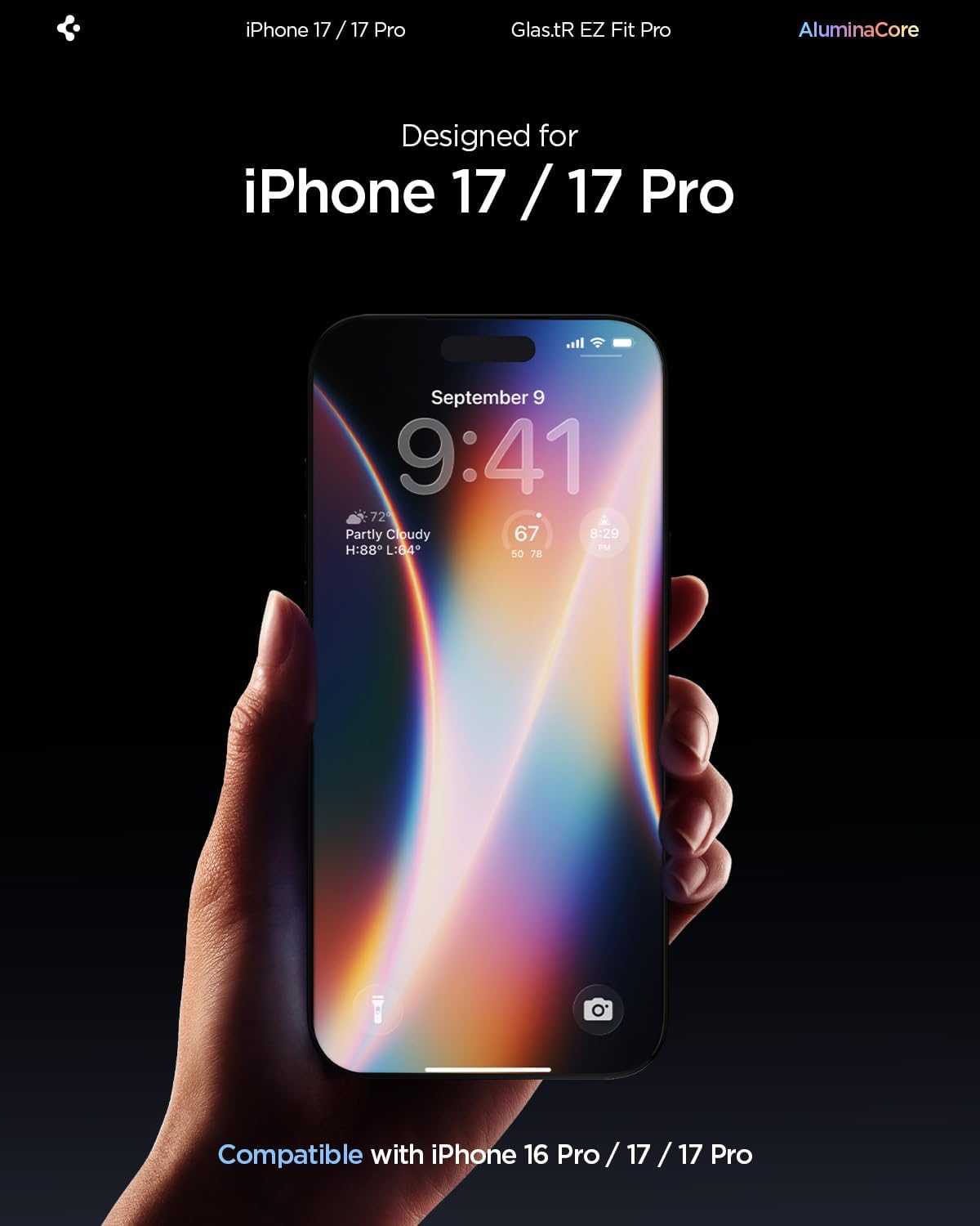 Thumbnail 1 de Spigen Glas.tR EZ Fit Pro — Verre trempé pour iPhone 17 / 17 Pro / 16 Pro (2 pièces)