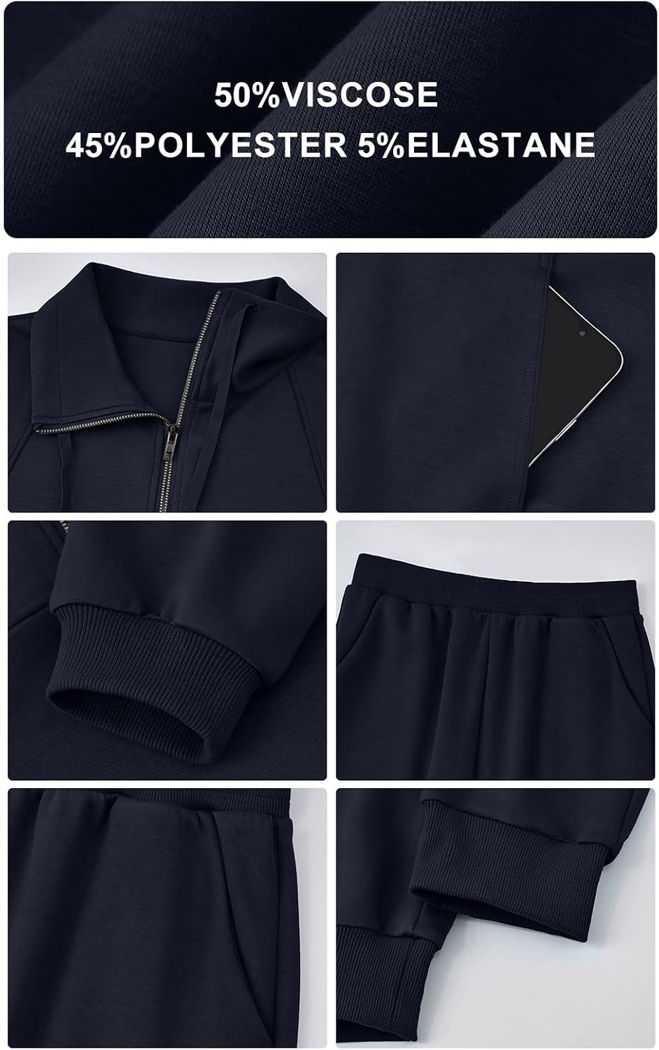 Thumbnail 5 de PRETTYGARDEN 2-Piece Half Zip Sweatsuit