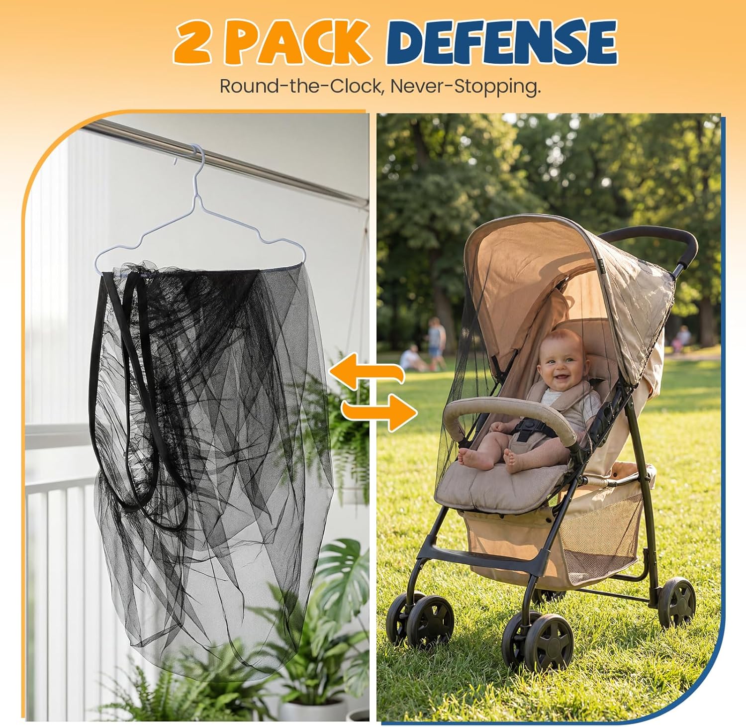 Detalle de Orzbow 2 Pcs Mosquito Net for Pram – Universal Fit with Elastic Edge, Durable Tear-Resistant Polyester