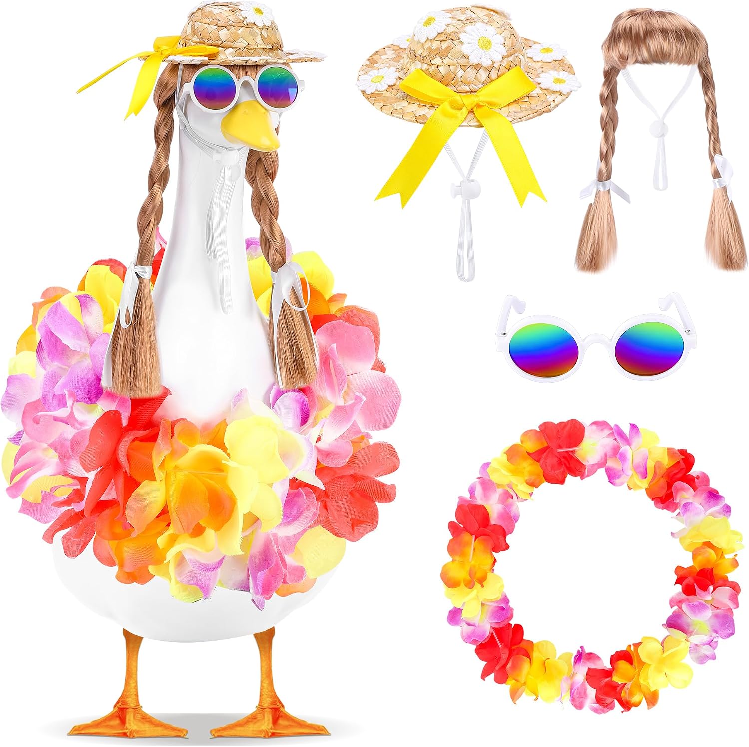 Detalle de DECOHS Hawaiian Porch Goose Outfits 4-Piece Set for 17" and 23" Lawn Geese