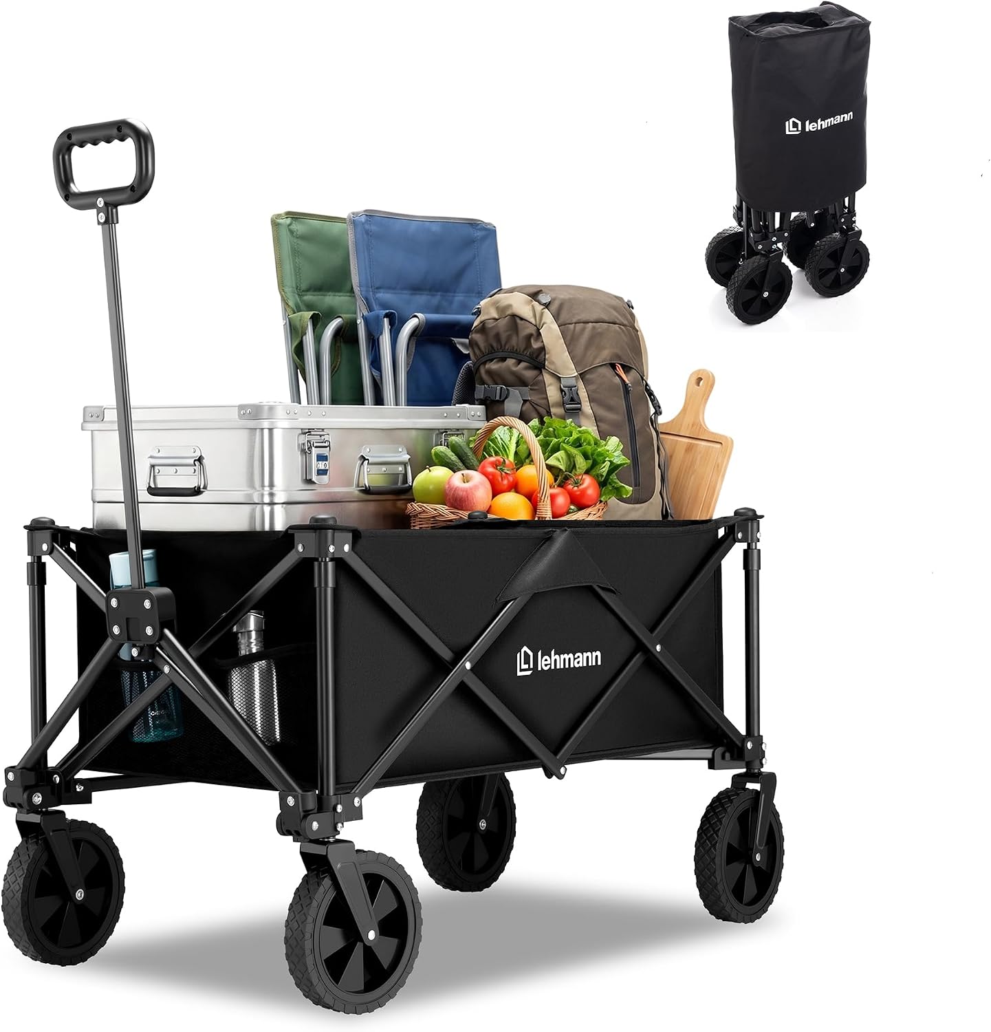 LEHMANN MOBI Carrello Spiaggia Pieghevole 110L con Ruote Grandi: versatilità per mare, giardino e spesa