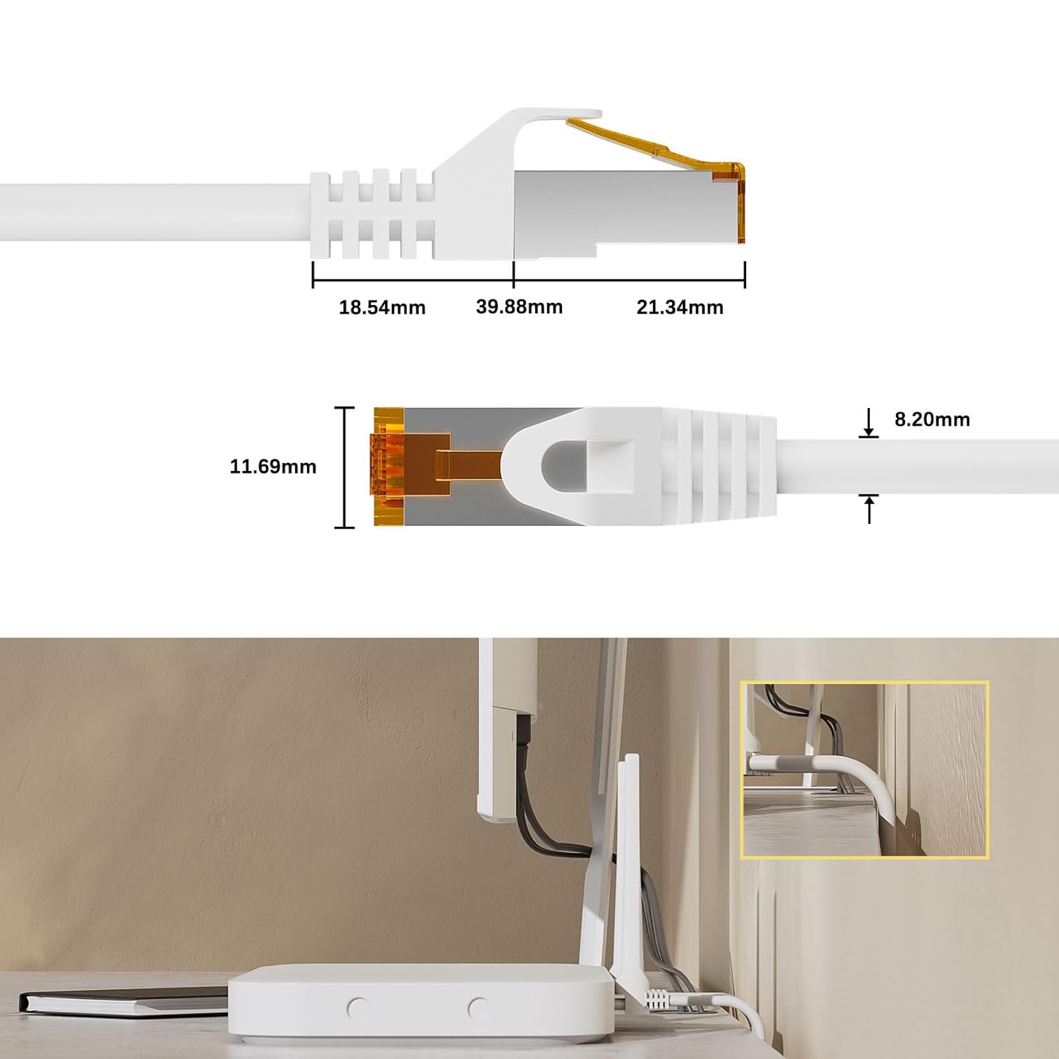 Detalle 2 de iwillink 20x 0,5 m CAT7 Patchkabel – kurzes, geschirmtes LAN-Kabelset (S/FTP, Kupfer, Weiß)