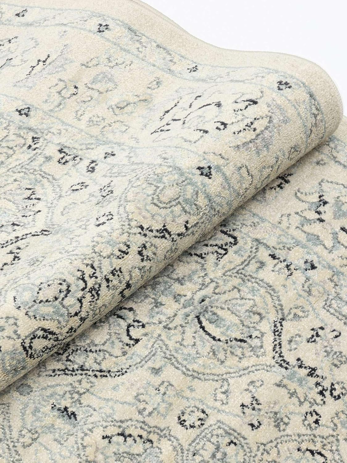 Detalle 2 de RugVista Ziegler Greenville rond tapijt Ø 150 cm, crèmewit, beige en lichtblauw