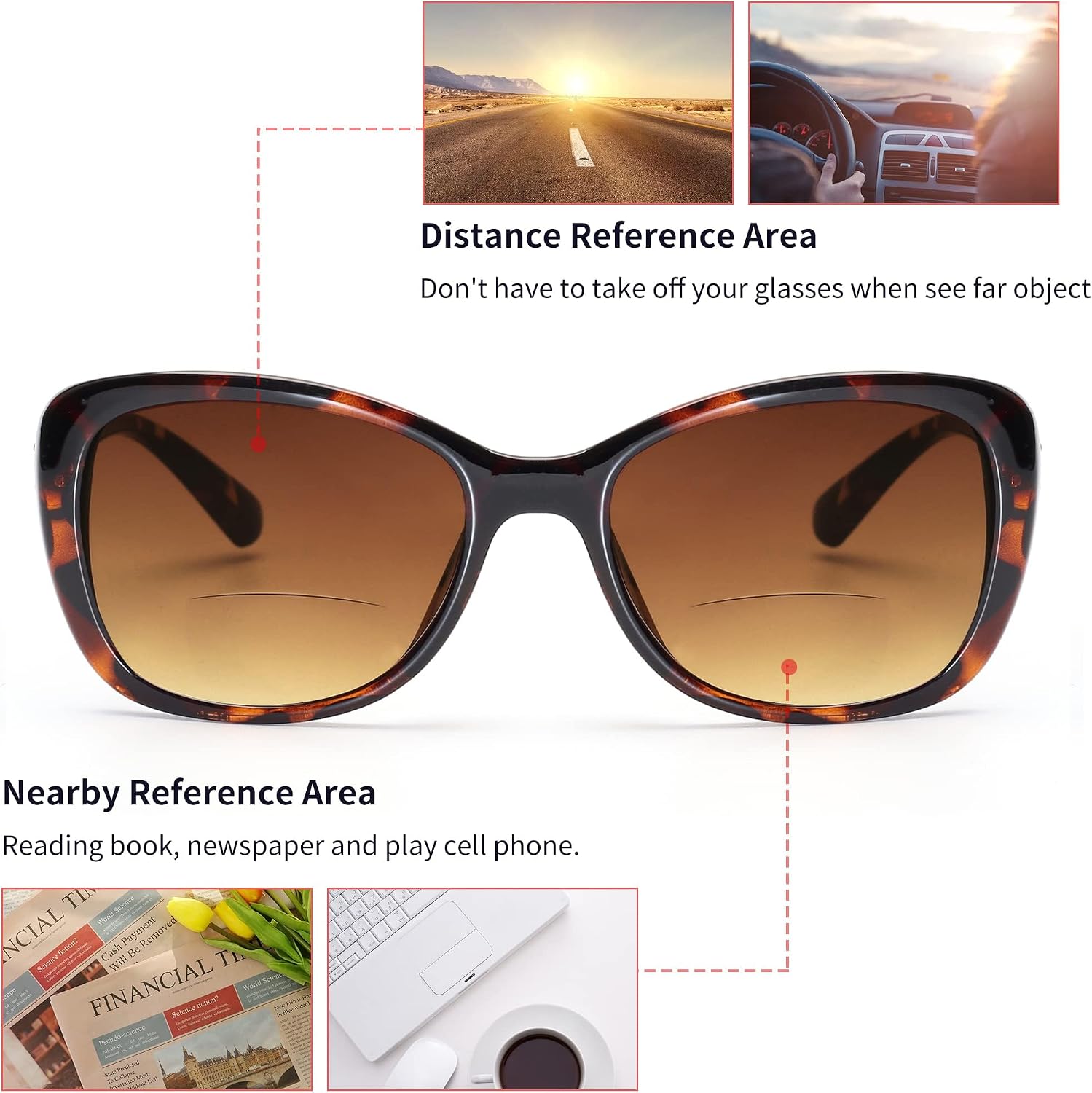 Thumbnail 2 de JM Women's Bifocal Reading Sunglasses: Vintage Outdoor Readers with Gradient Lenses