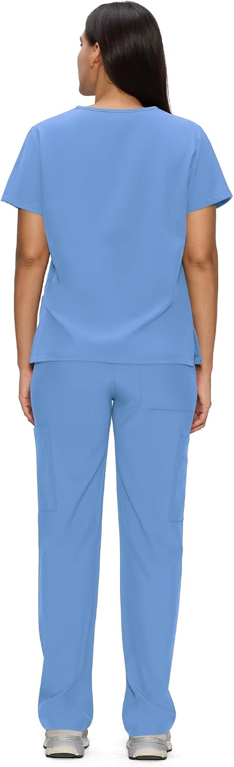 Thumbnail 1 de floralhue Women's Scrub Set with 11 Pockets, V-Neck Top and Straight-Leg Pants