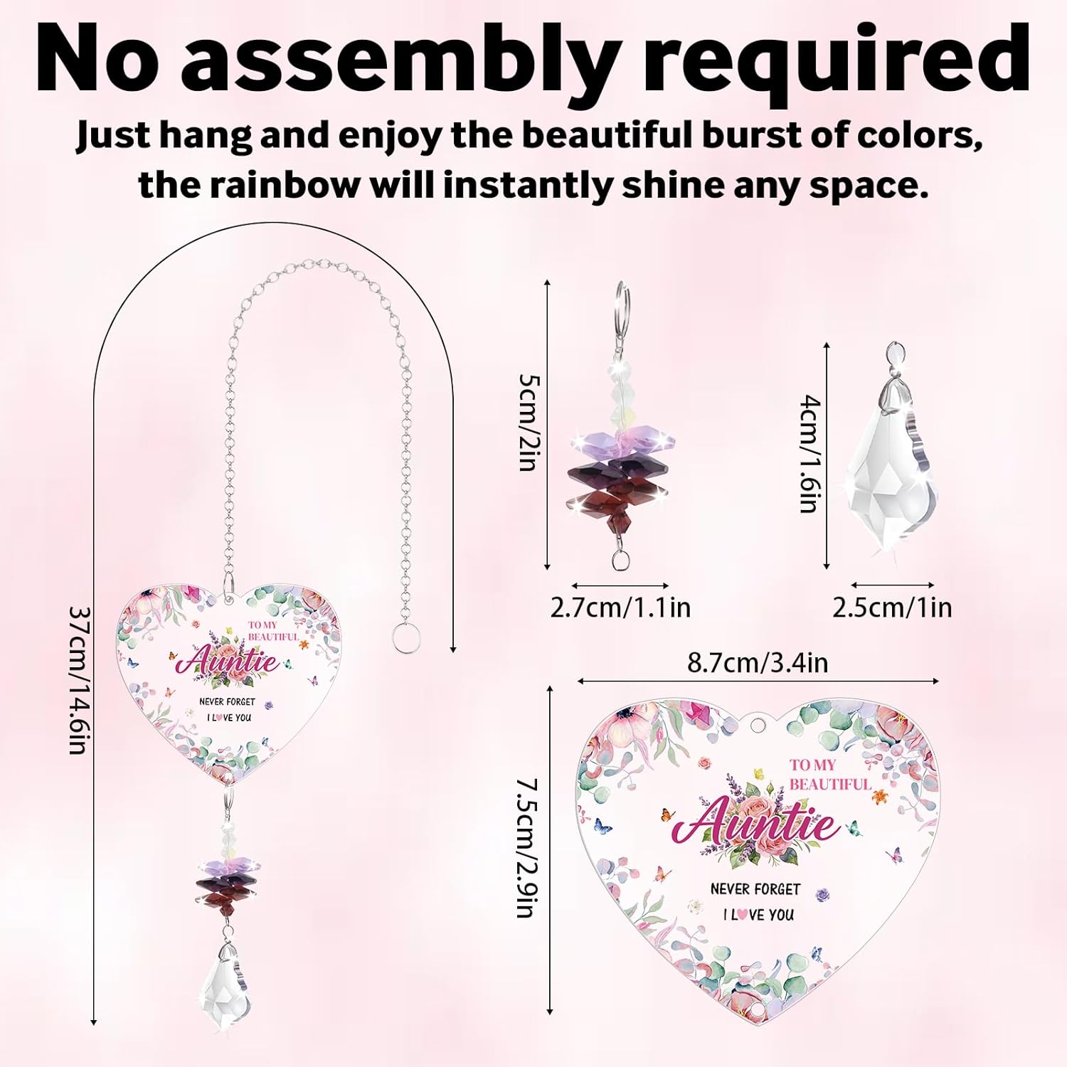 Thumbnail 5 de Auntie Gifts Crystal Suncatcher – heartfelt glass and acrylic keepsake