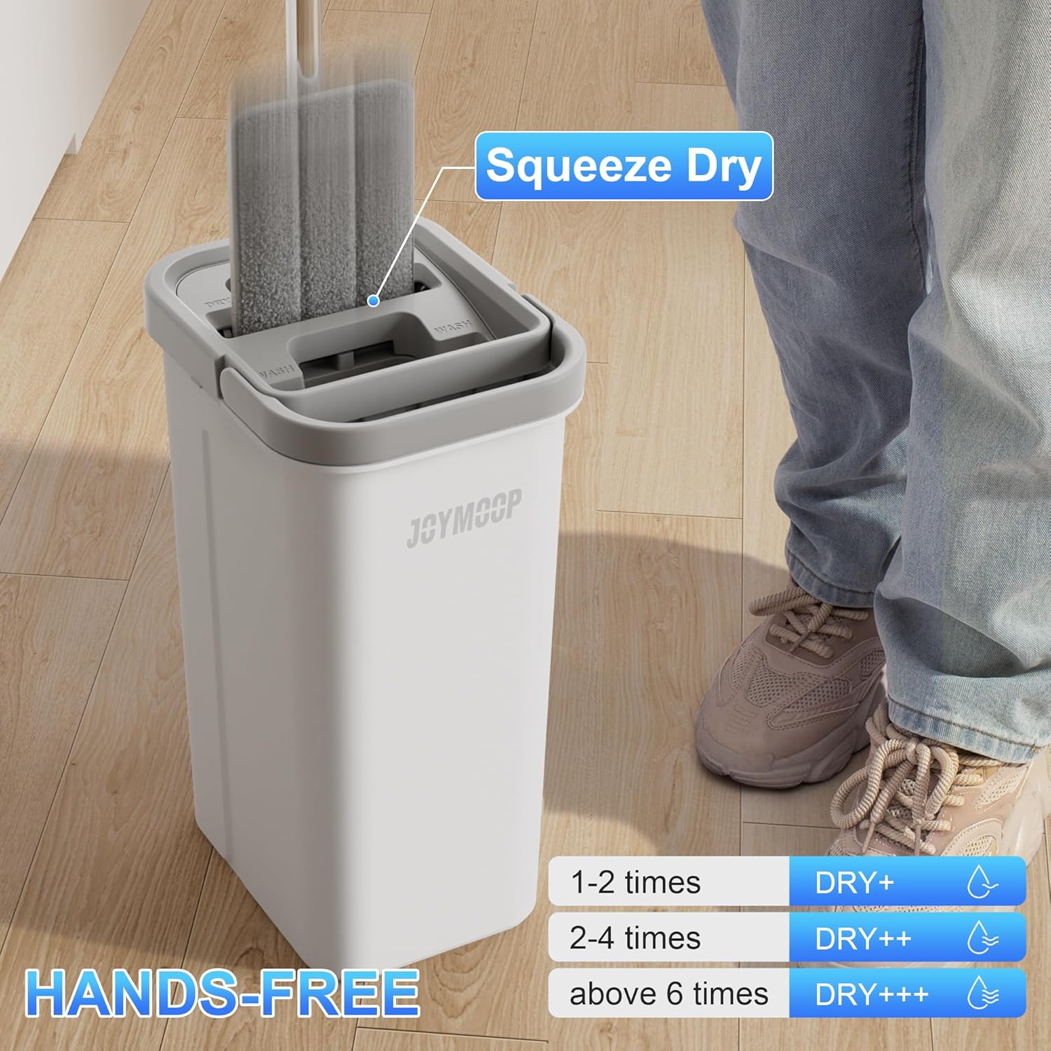 Thumbnail 2 de JOYMOOP Flat Mop and Bucket Set with Microfiber Pad + 12 Disposable Toilet Brushes in Stainless Steel Holder