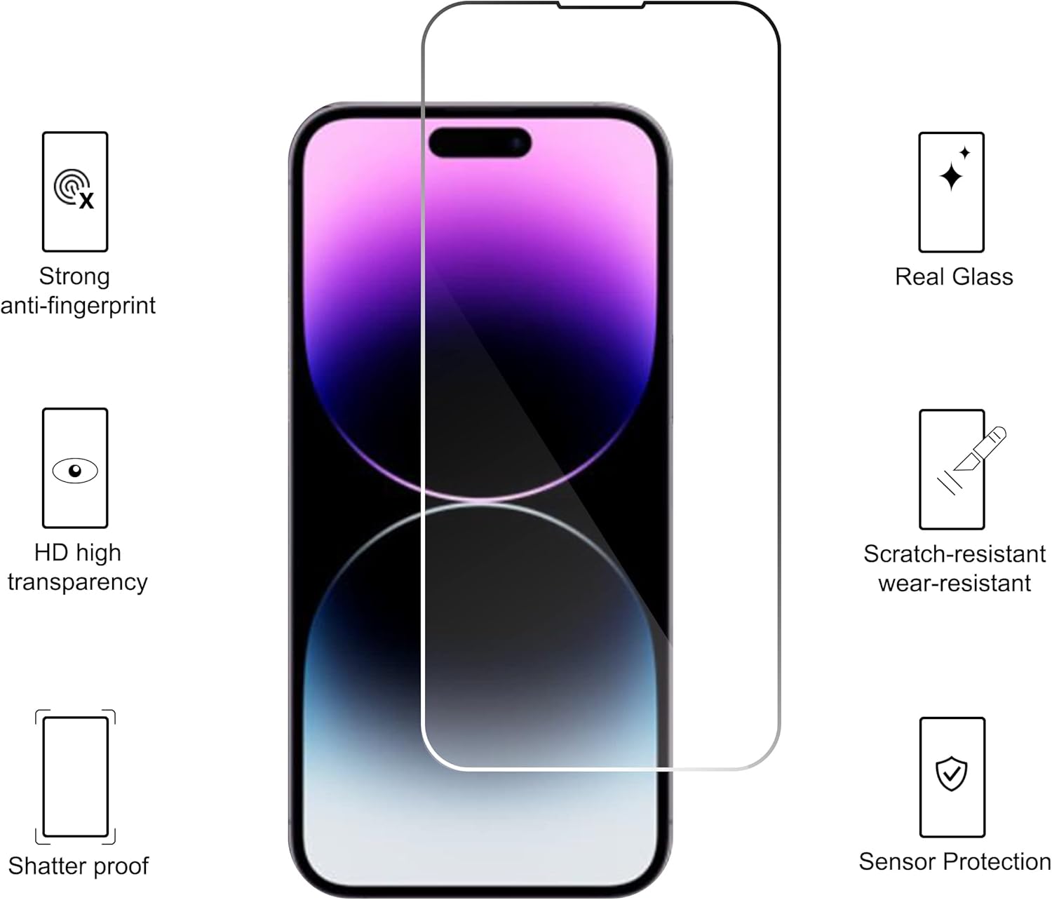Thumbnail 1 de Ailun Glass Screen Protector for iPhone 14/14 Pro (6.1-inch) – 3 Pack Tempered Glass, Case Friendly