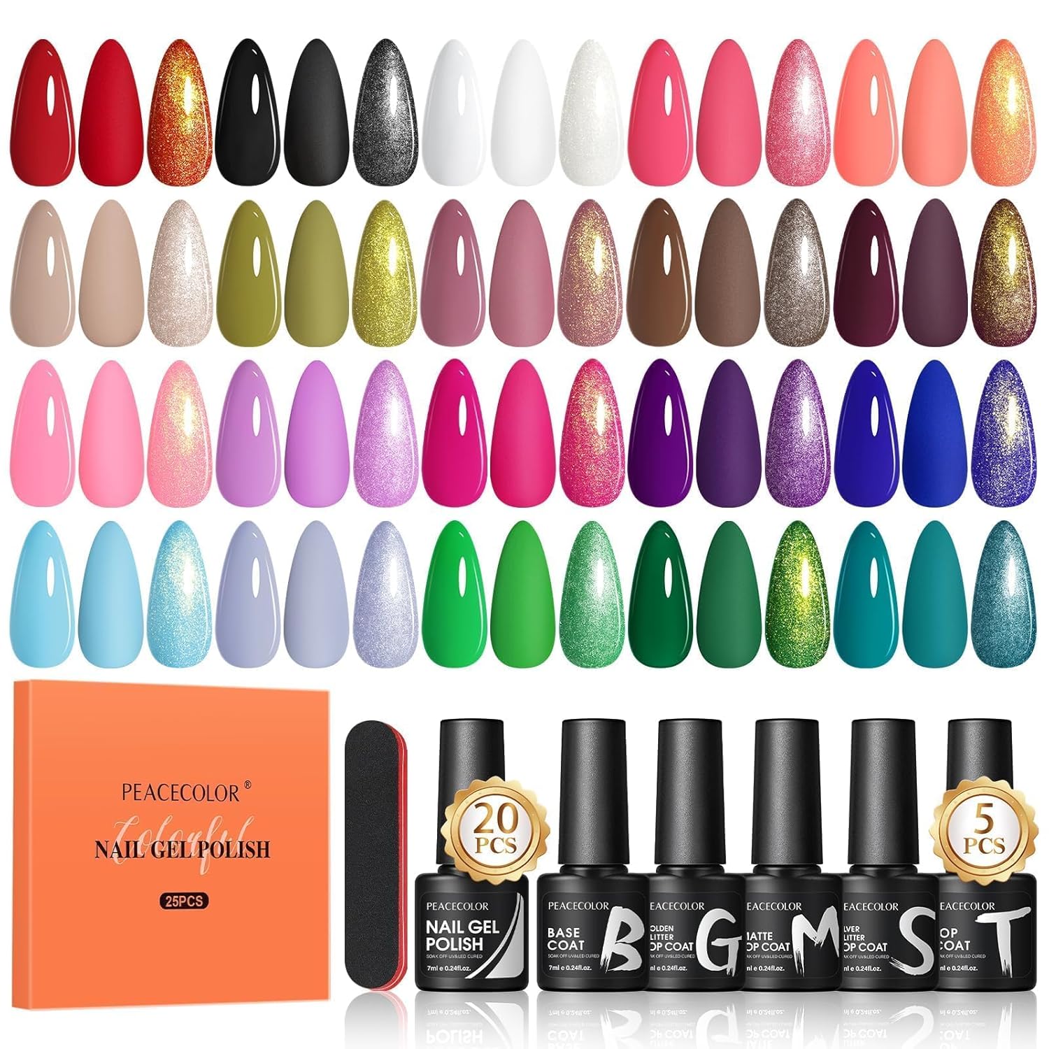 Detalle de PEACECOLOR 25PCS UV Nagellack Set 7 ml đź’…