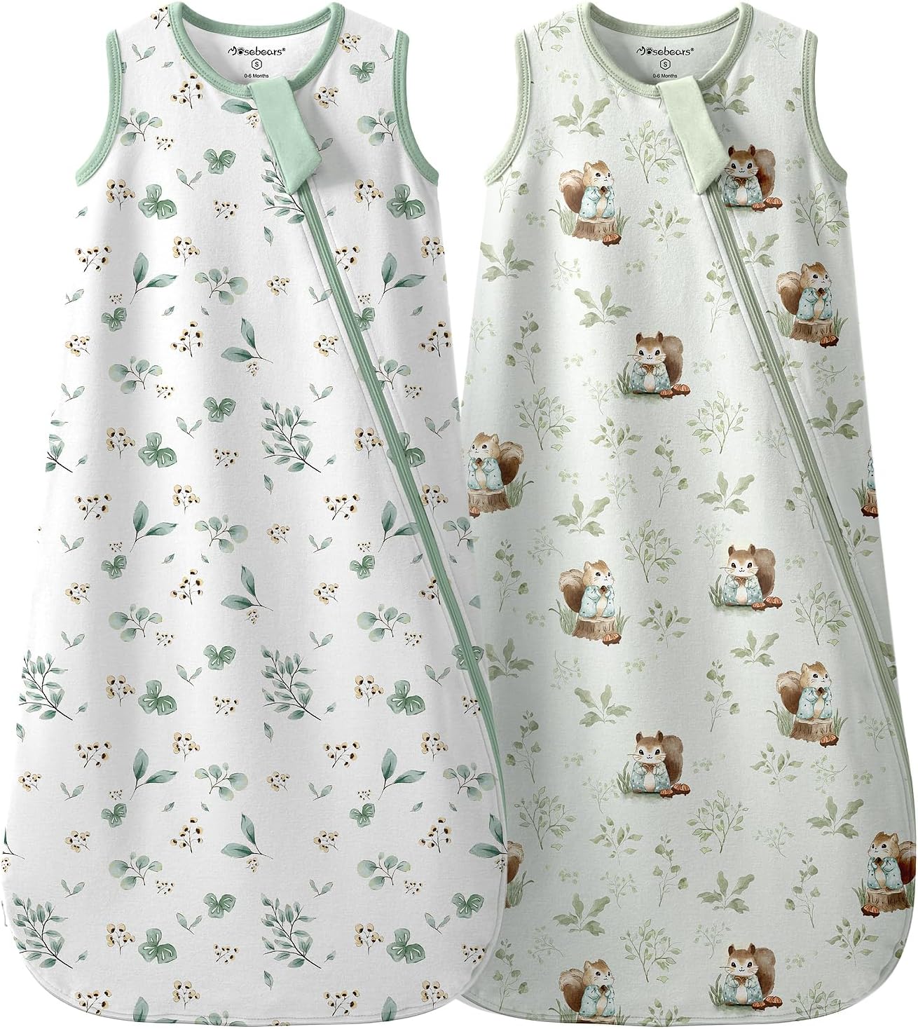 Detalle de Mosebears 0.5 Tog Cotton Baby Sleeping Bag (XL, 18–24 Months) – Animal & Plant Design