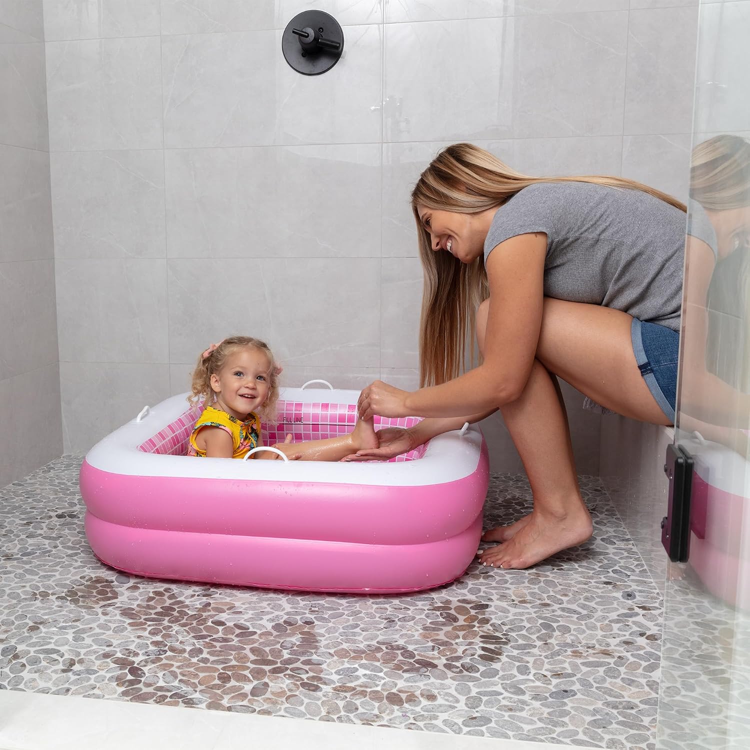 Detalle de 3-in-1 Inflatable Baby Pool, Bathtub & Ball Pit for Toddlers 1-3 with Safety Grip Handles and Soft Floor (34" x 10")