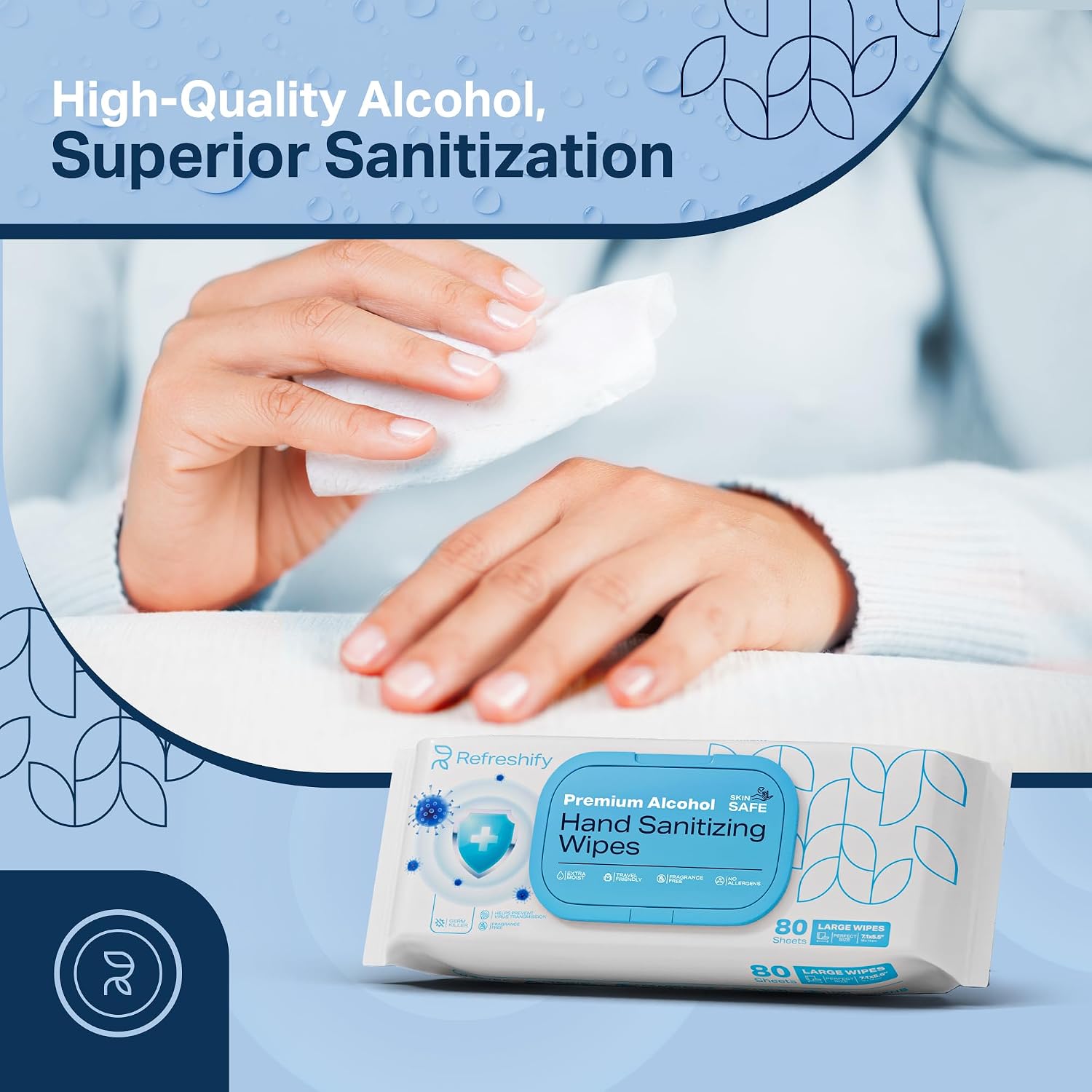 Thumbnail 4 de REFRESHIFY RFRSH-ALCH-UNIT10 Alcohol Wipes, 75% Alcohol, Unscented, Large