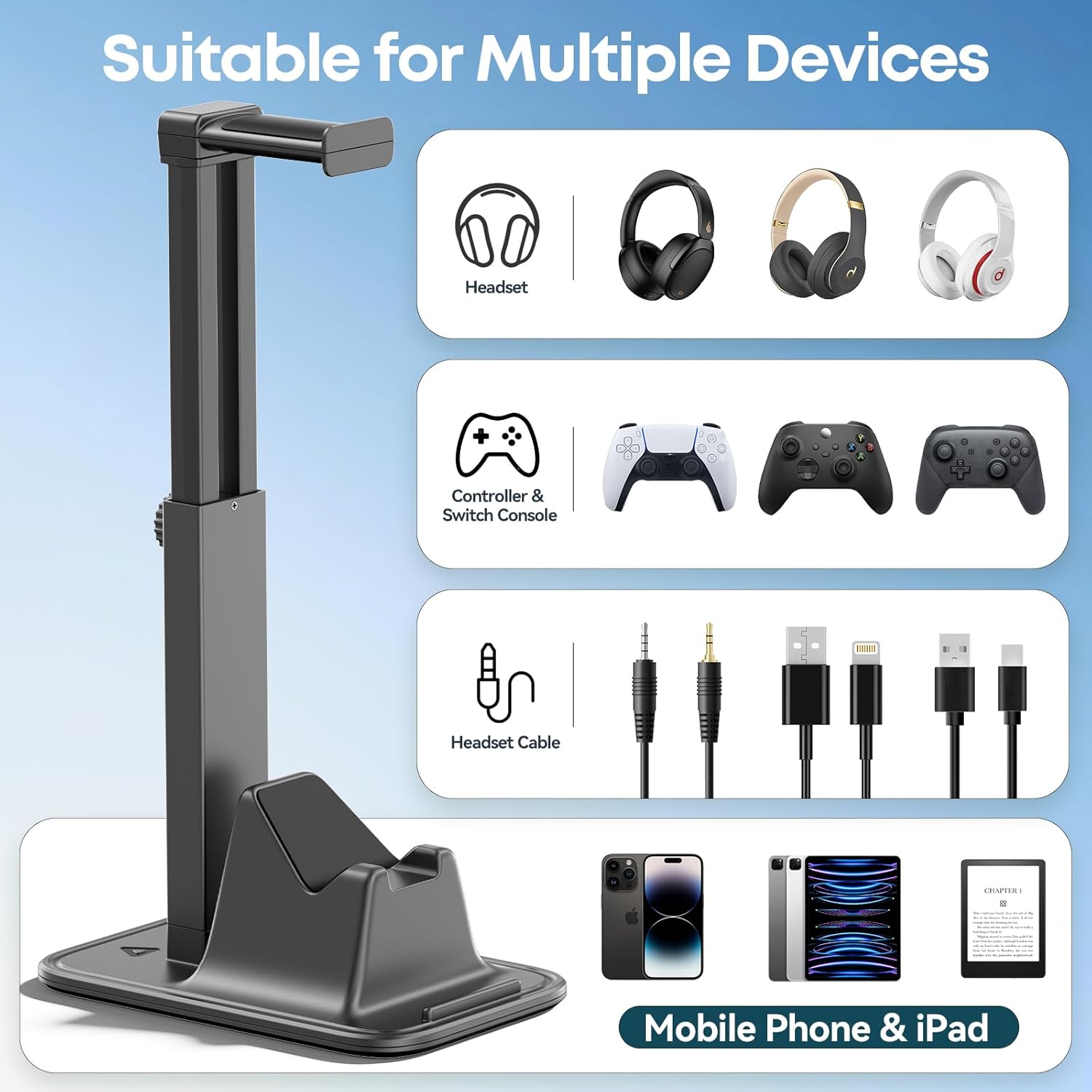 Thumbnail 1 de OIVO VGA DESIGN Gaming Controller Stand: 3-in-1 Desk Hub for Controllers, Headset and Phone