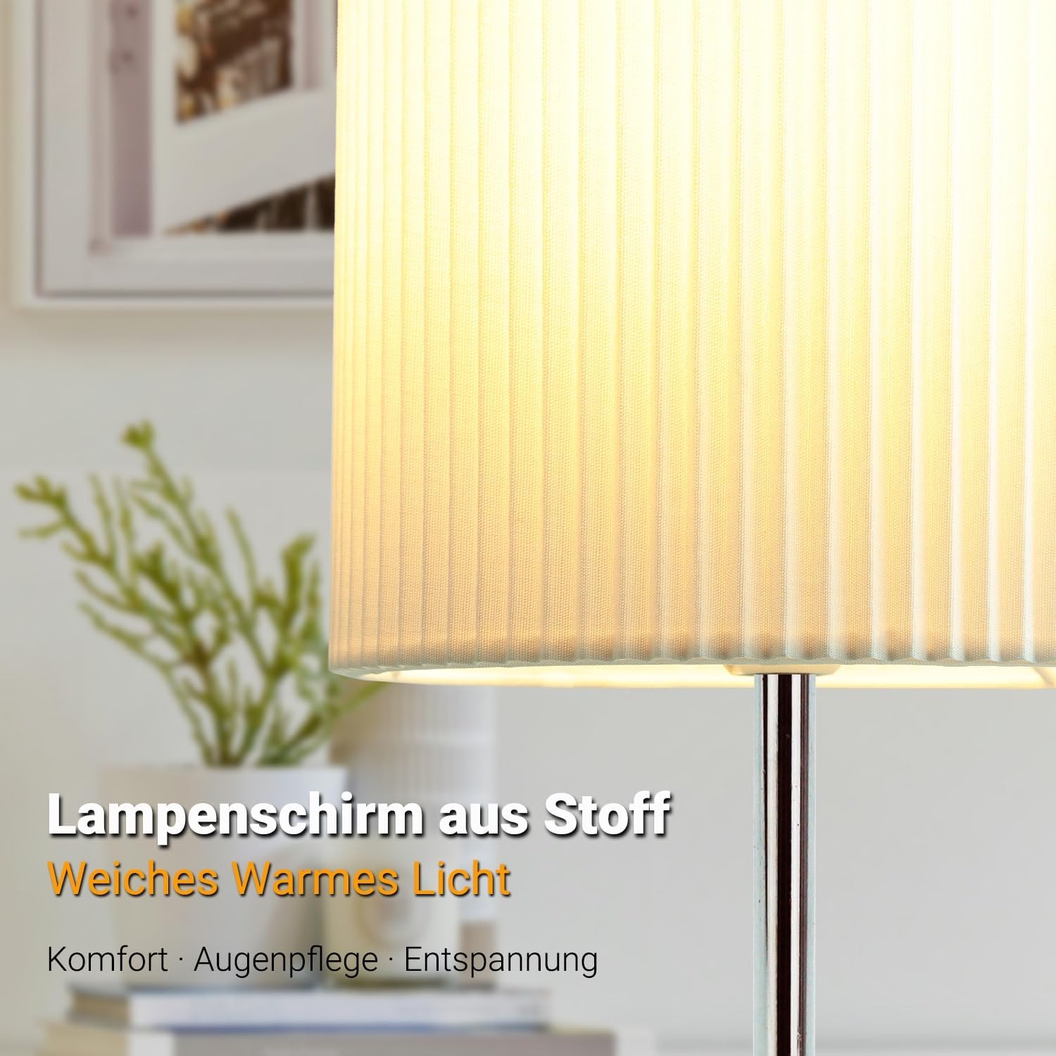 Detalle de HSLighting Touch-dimmbare Nachttischlampe mit USB A+C Schnellladen (E14 LED, 3 Helligkeitsstufen) – 2er-Set