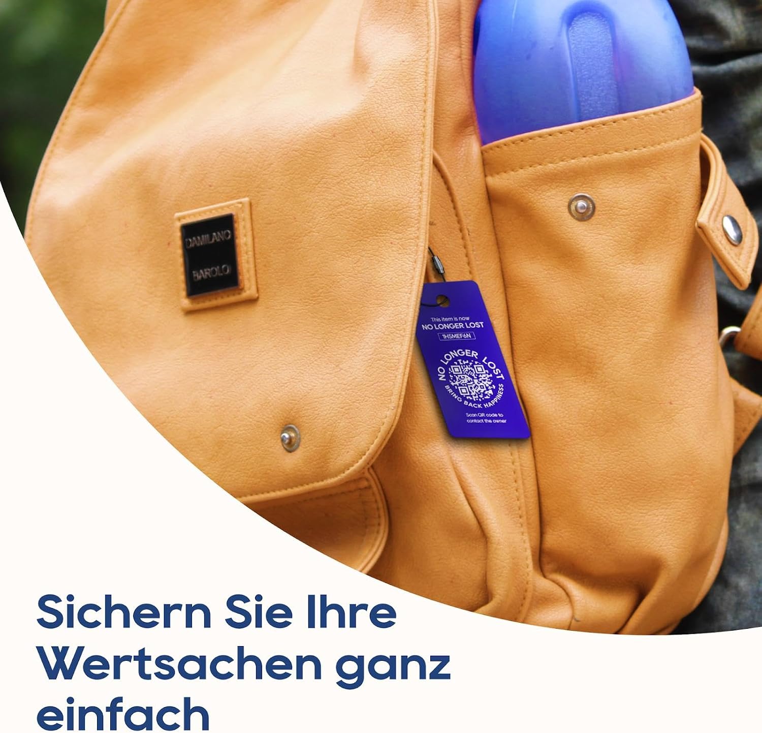 Thumbnail 3 de NO LONGER LOST – Bring Back Happiness: Smart Schlüsselanhänger mit QR-Code (Teslin, 5,3 × 2,5 cm)