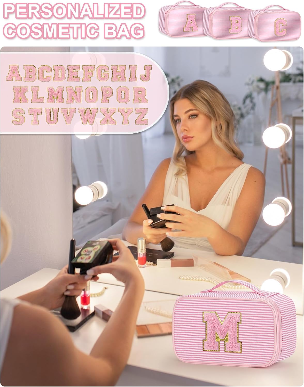 Detalle de Relavel Makeup Bag, 9.5 x 5.5 x 3.7 Inches