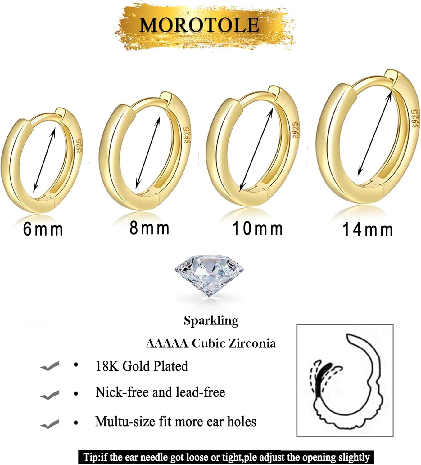 Thumbnail 2 de MOROTOLE 4 Paar kleine Creolen 6–14 mm