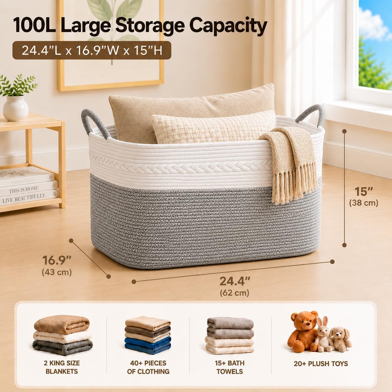 Detalle 2 de Laundry Hamper Basket 100L