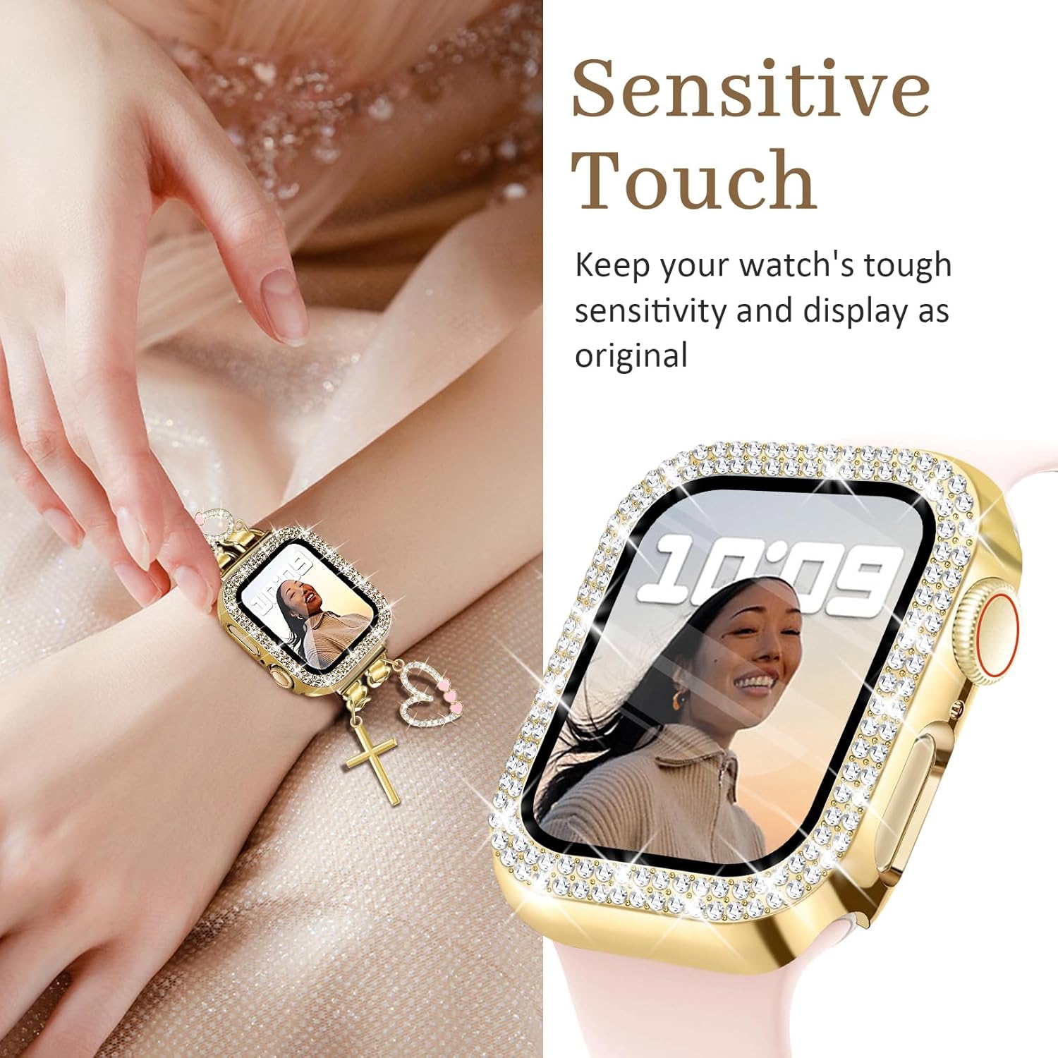 Thumbnail 6 de Newlibery Bling Watch Case with HD Screen Protector for Apple Watch 40mm (Gold)