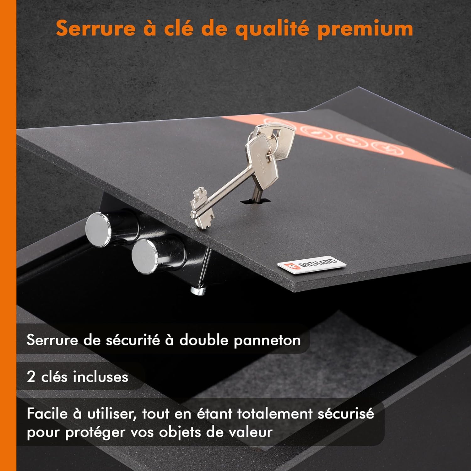 Detalle de Brihard Coffre-Fort de Sol 4L: coffre discret en acier encastrable avec serrure à clé