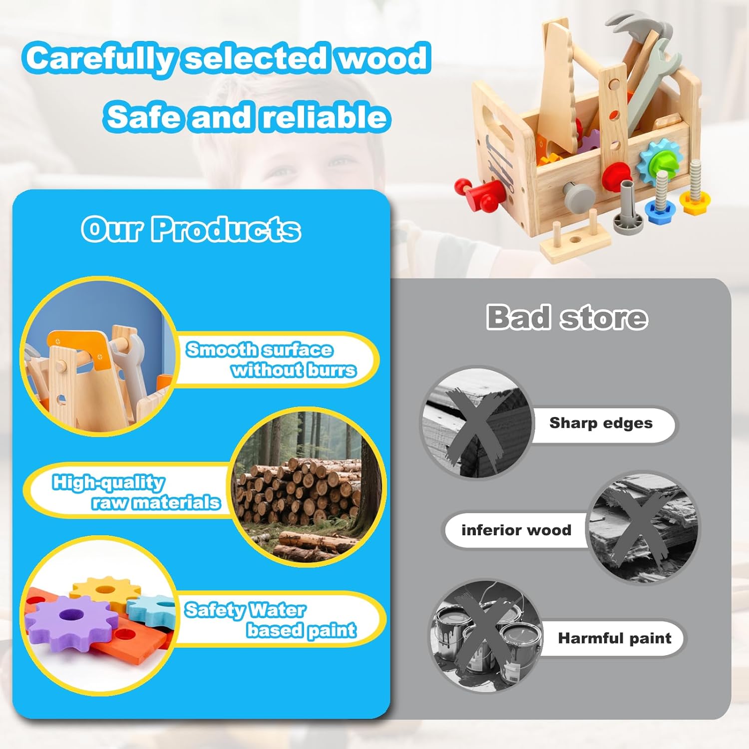 Thumbnail 3 de MonteSpi Cassetta Attrezzi in Legno per Bambini – 29 pezzi Montessori, età 3+