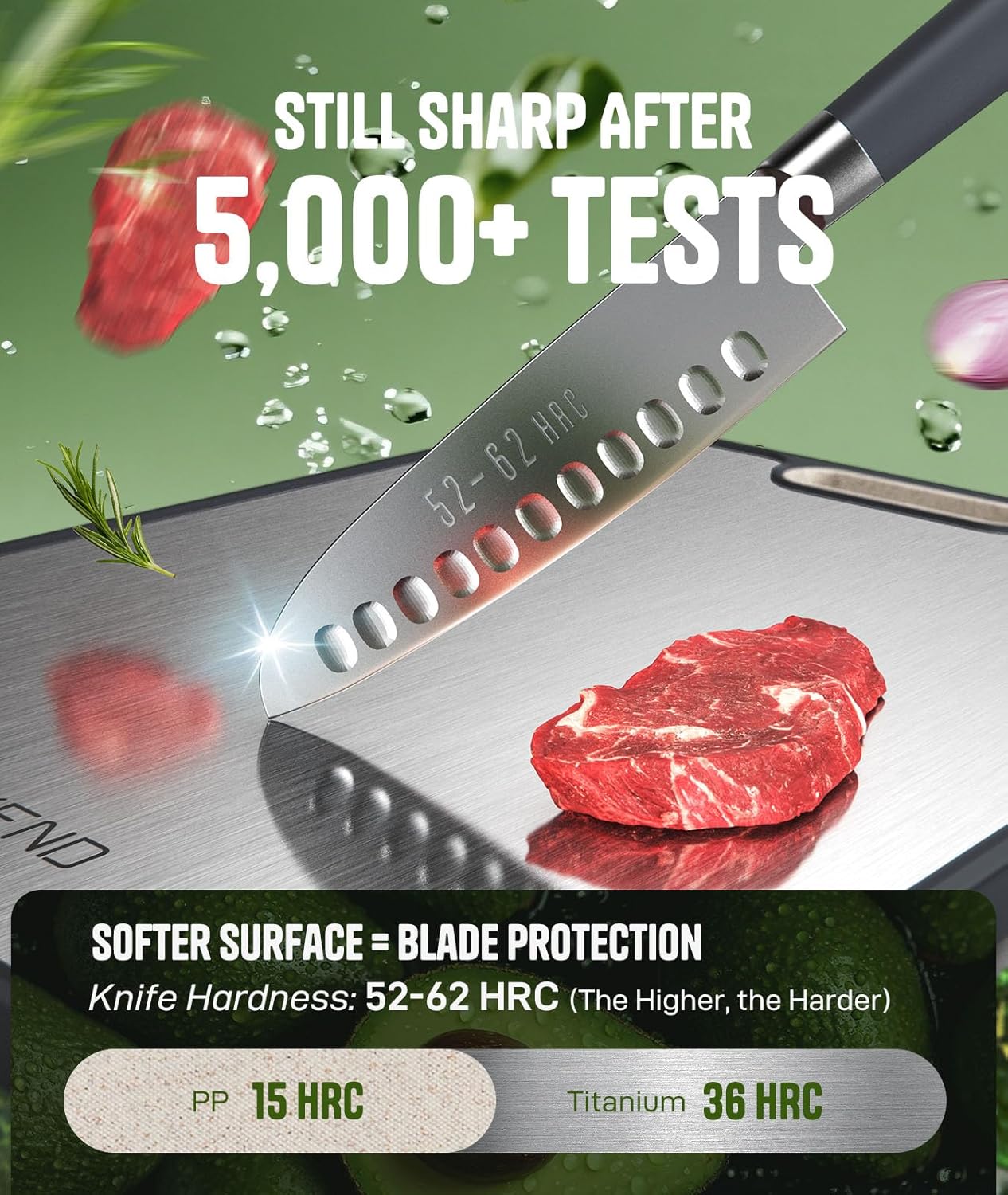 Thumbnail 4 de REZEND Titanium Cutting Board Set of 3: Dual-Sided, Knife-Friendly, Hygienic Prep Surfaces
