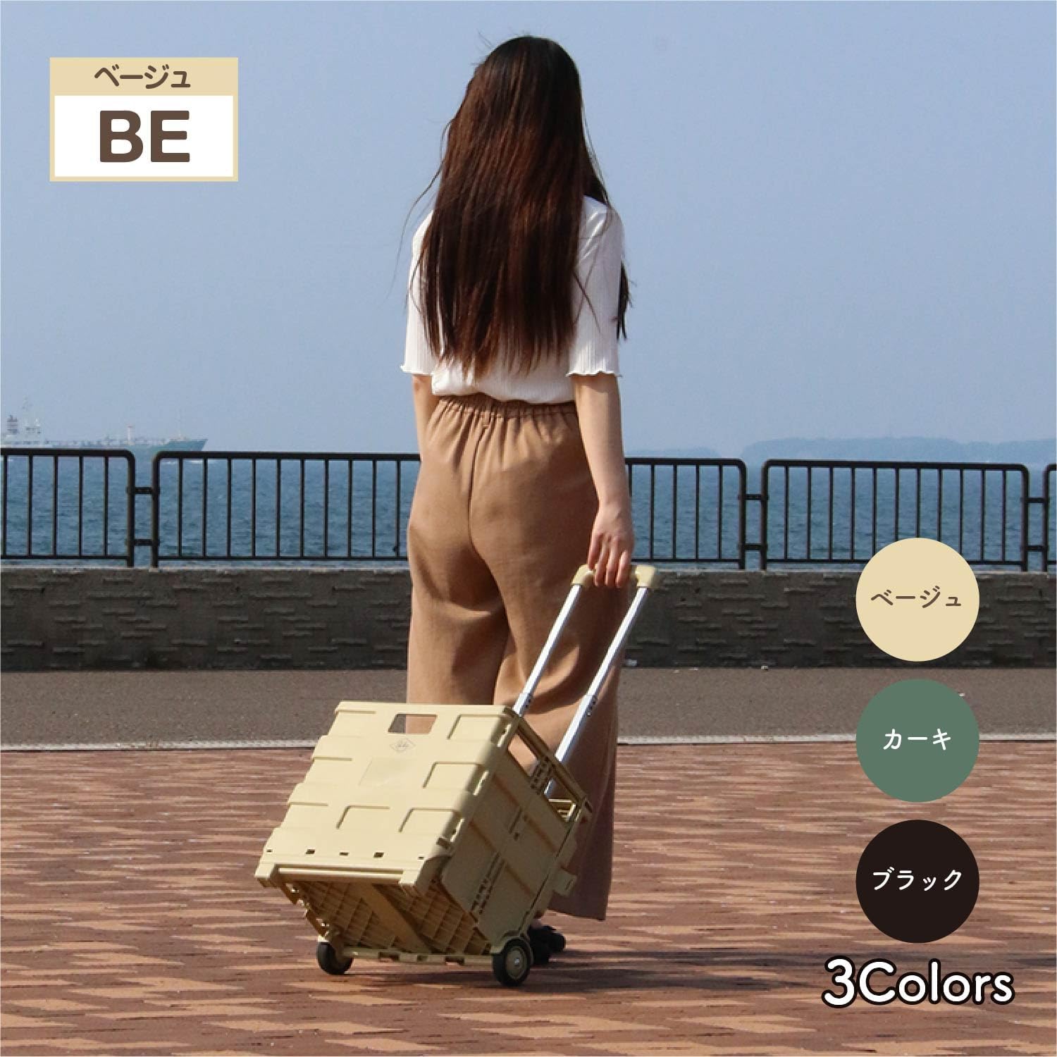 Thumbnail 1 de 不二貿易 86106 折りたたみキャリーカート ベージュ・耐荷重25kg