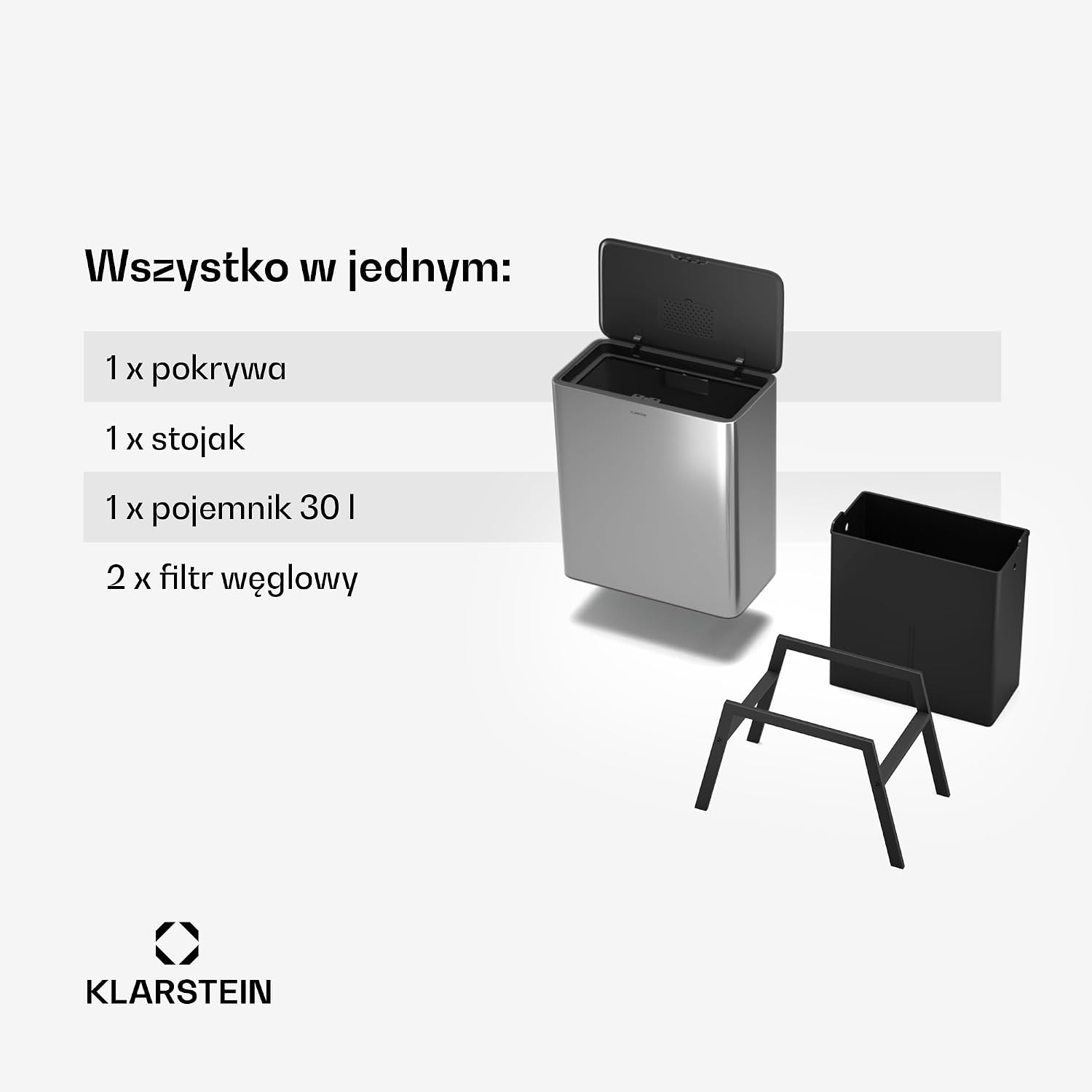 Detalle 2 de Klarstein Yuma 30L Stainless Steel Kitchen Bin with Odour Filter