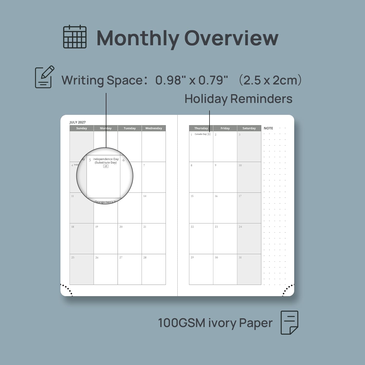 Detalle de POPRUN 2027 Pocket Planner, Weekly and Monthly, 4" x 6.25", Hardcover