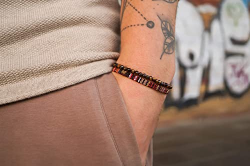 Detalle de Made by Nami 2x Boho Surfer Bracelet Set – Brown & Tigereye (Handmade, Adjustable, Waterproof)