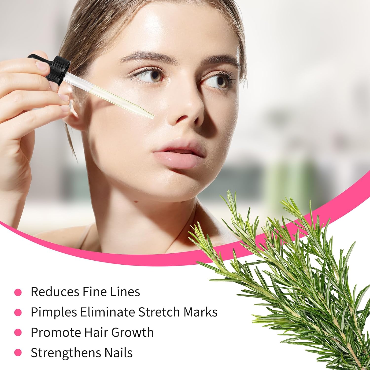 Detalle 2 de Rosmarinöl Haare – 60 ml mit Kopfhautmassage und vielseitigem Einsatz für Haare, Augenbrauen und Wimpern