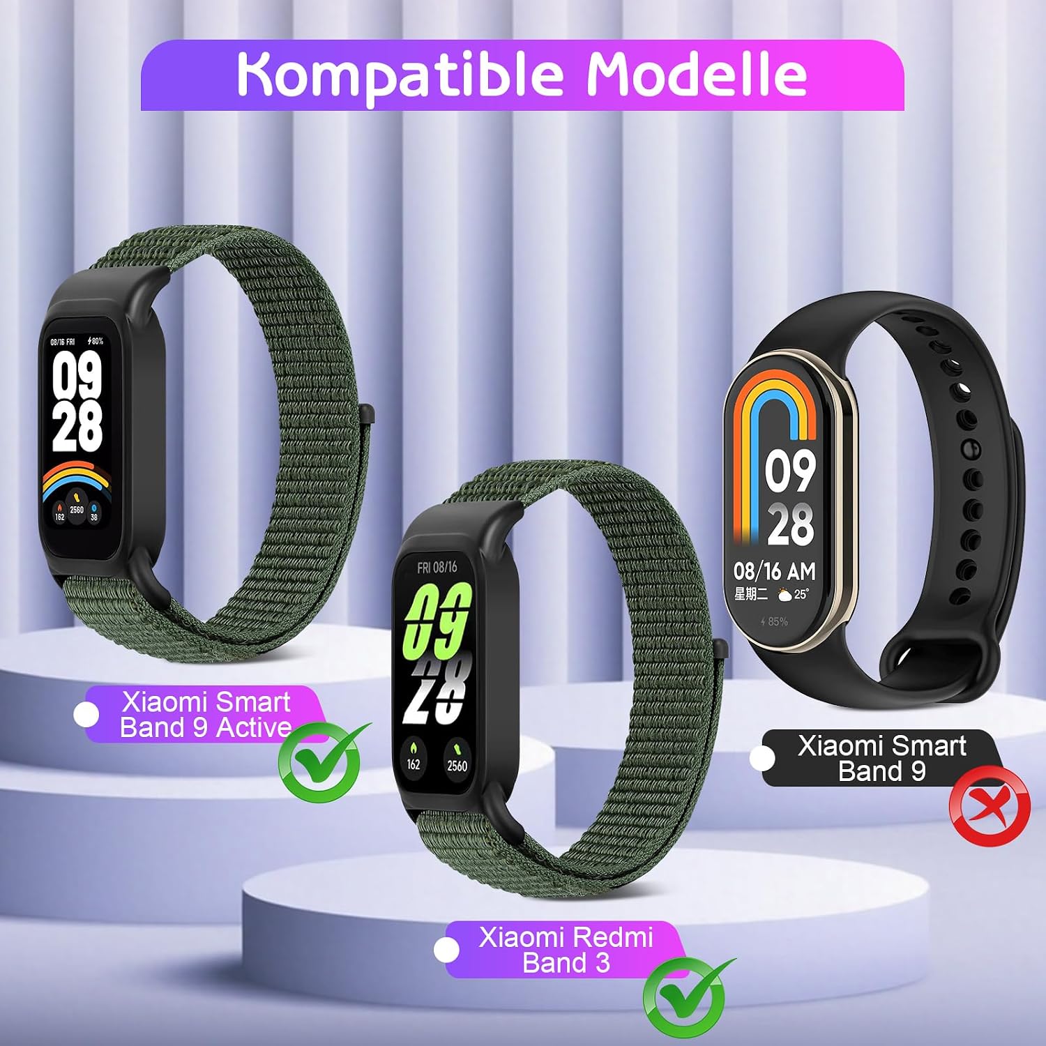 Detalle 2 de Nylon Sportarmband für Smart Band 9 Active