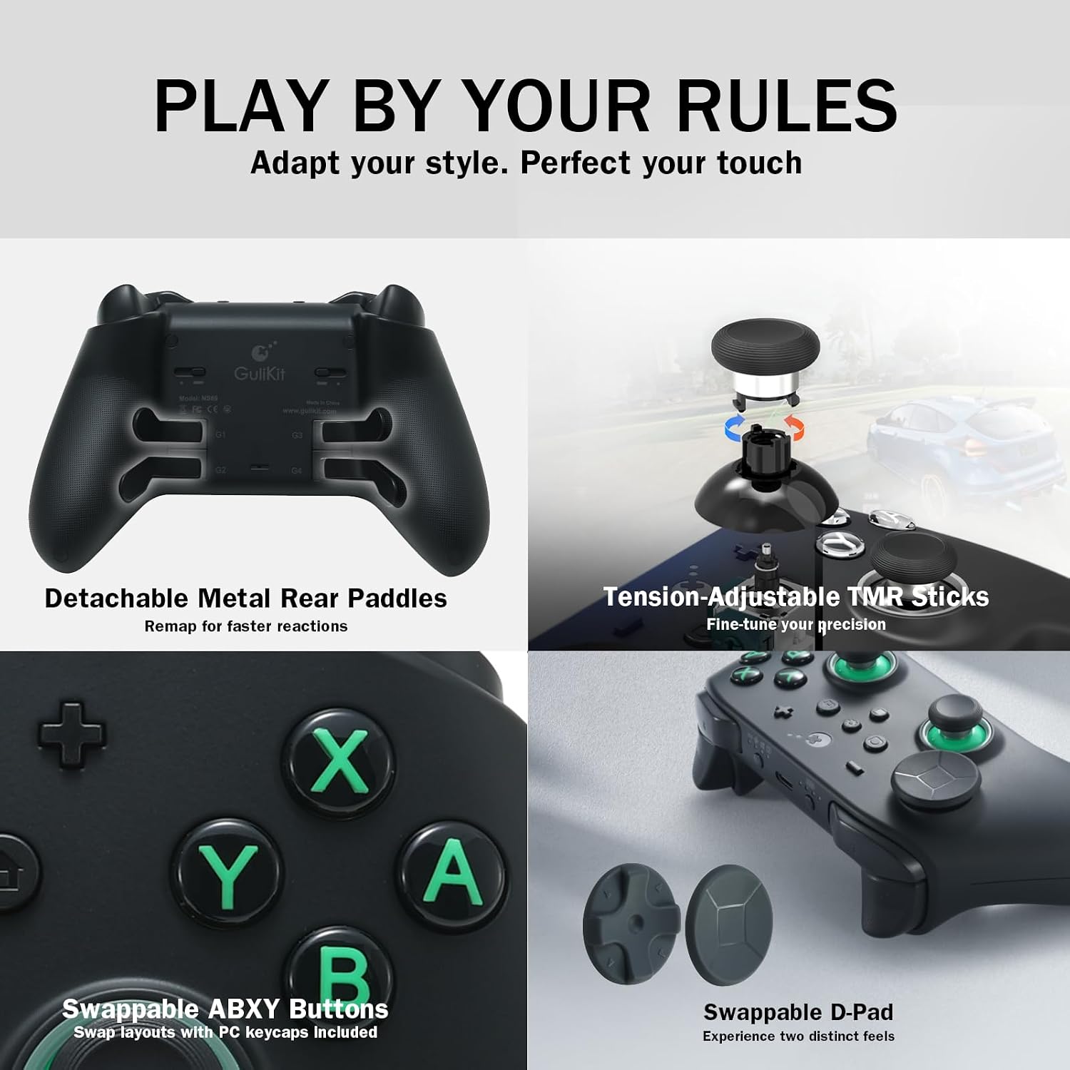 Detalle de GuliKit TT Pro Wireless Game Controller: Retro Brown, Bluetooth & Hyperlink Adapter