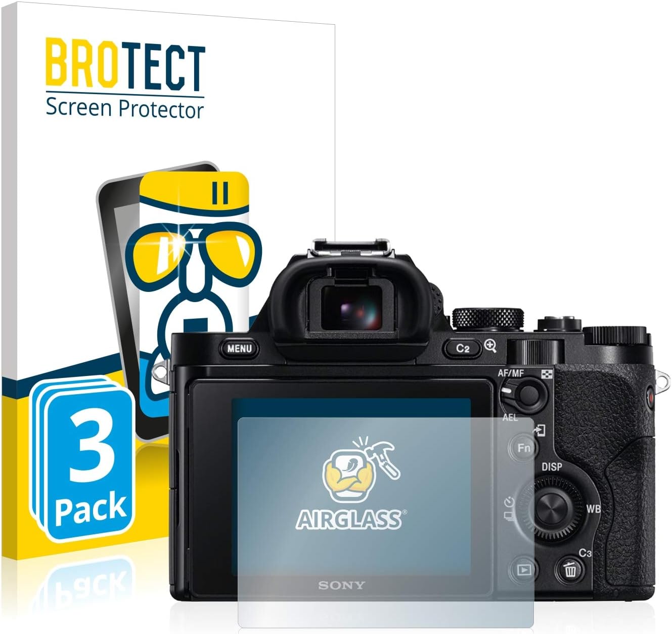 BROTECT Protector Pantalla Cristal para Sony Alpha 7 3 unidades