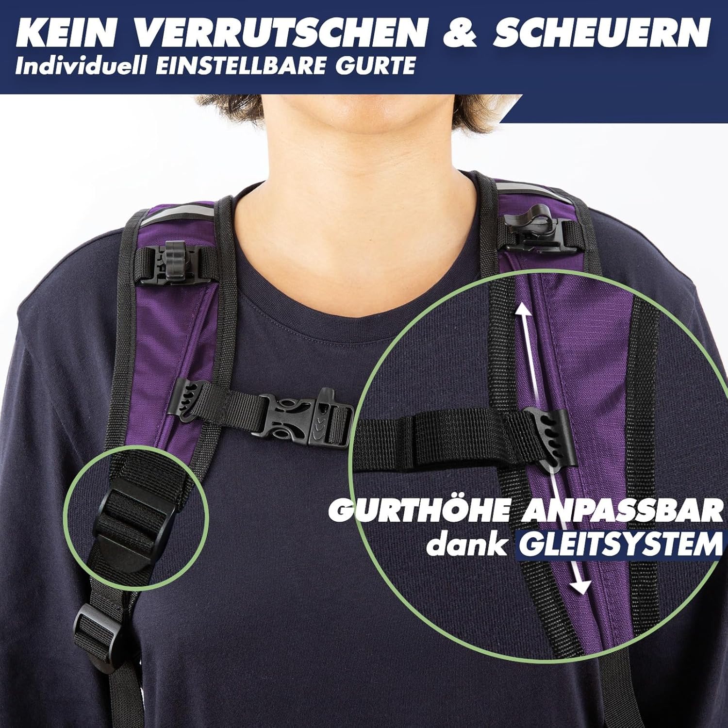 Detalle de SASMO Sports Trinkrucksack Beere mit Thermofach – Laufrucksack mit Trinkblase (2 l) & Reflektoren