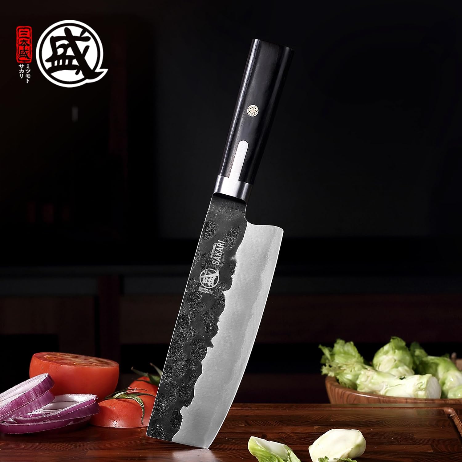 Detalle 2 de MITSUMOTO SAKARI MS-1991-G-IT Nakiri Knife, 16.5 cm S301 Steel Blade