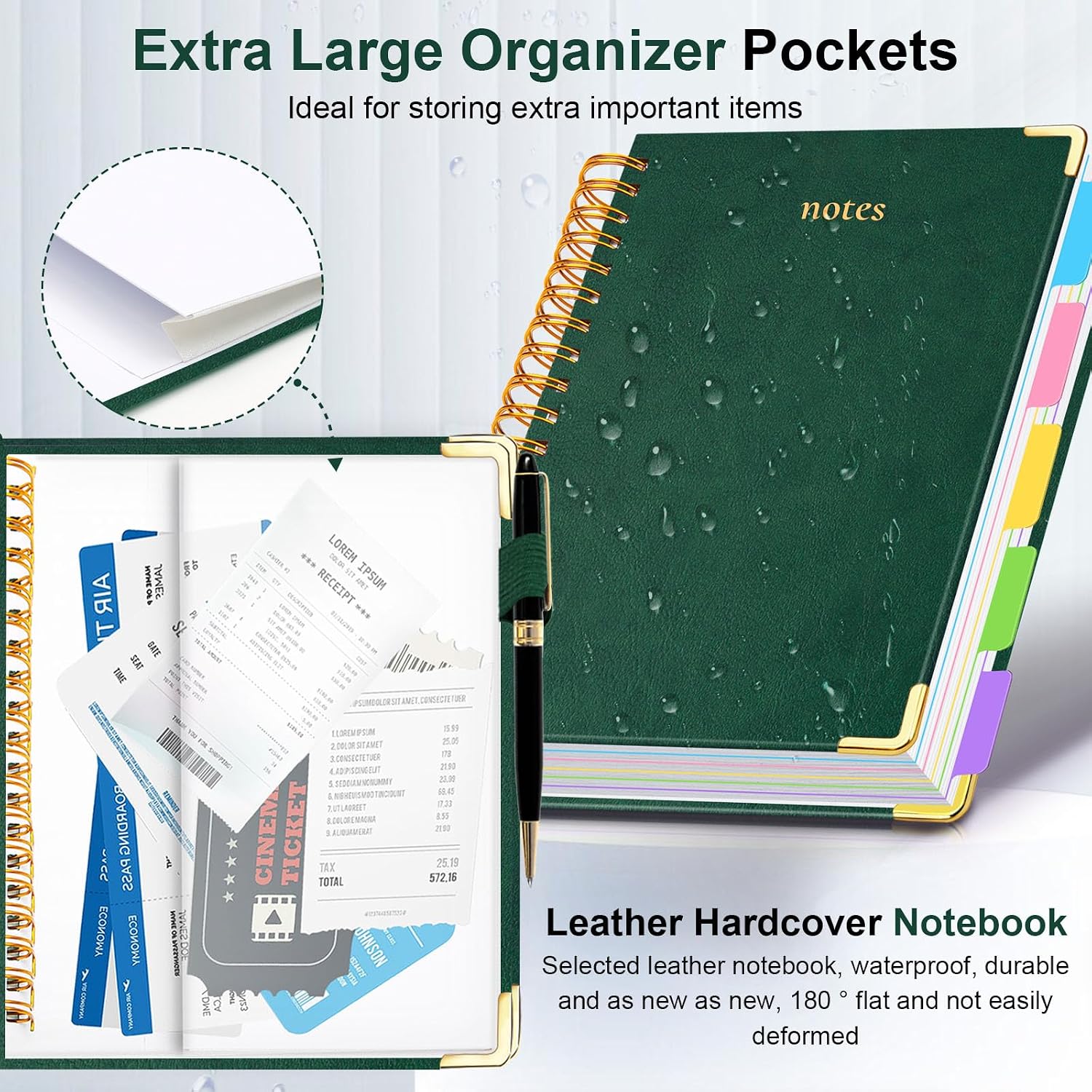 Detalle 2 de GDGDSY College Ruled Spiral Notebook, 300 Pages, 6.2 x 8.2 in, Green