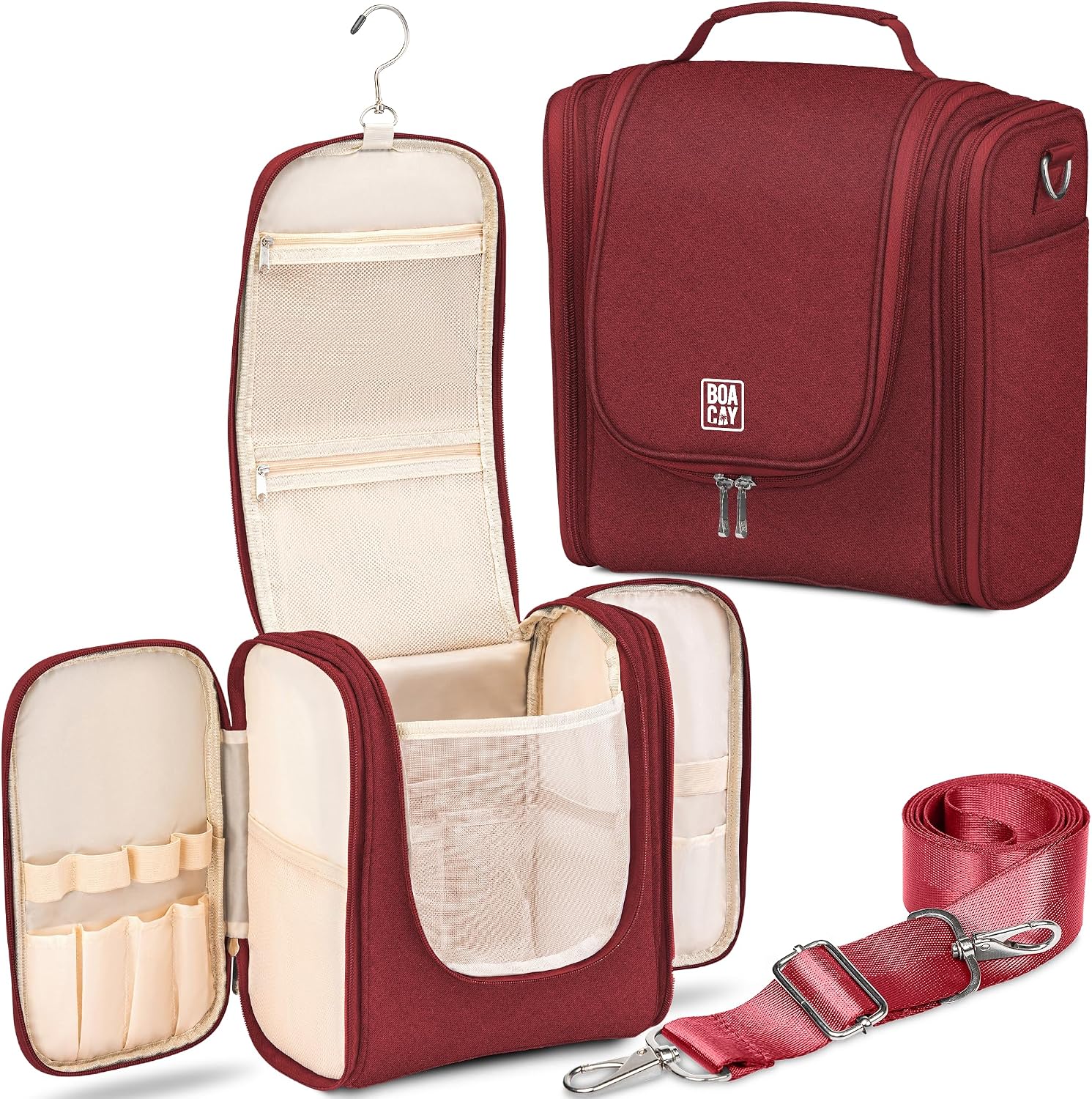 Detalle 2 de BOACAY Extra Large Hanging Travel Toiletry Bag with 21 Storage Spaces