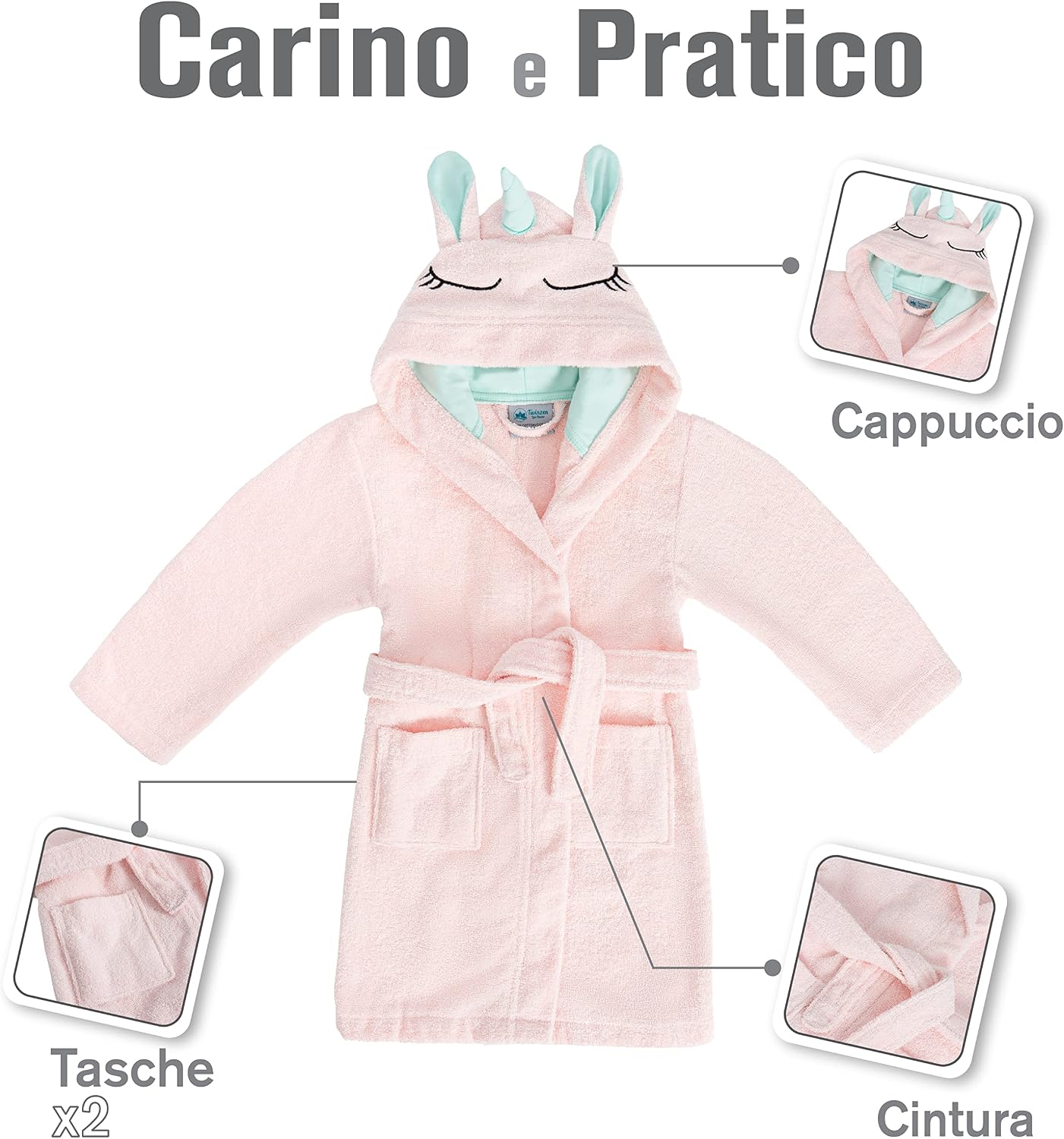 Thumbnail 2 de Twinzen Accappatoio Unicorno 100% Cotone 6 anni