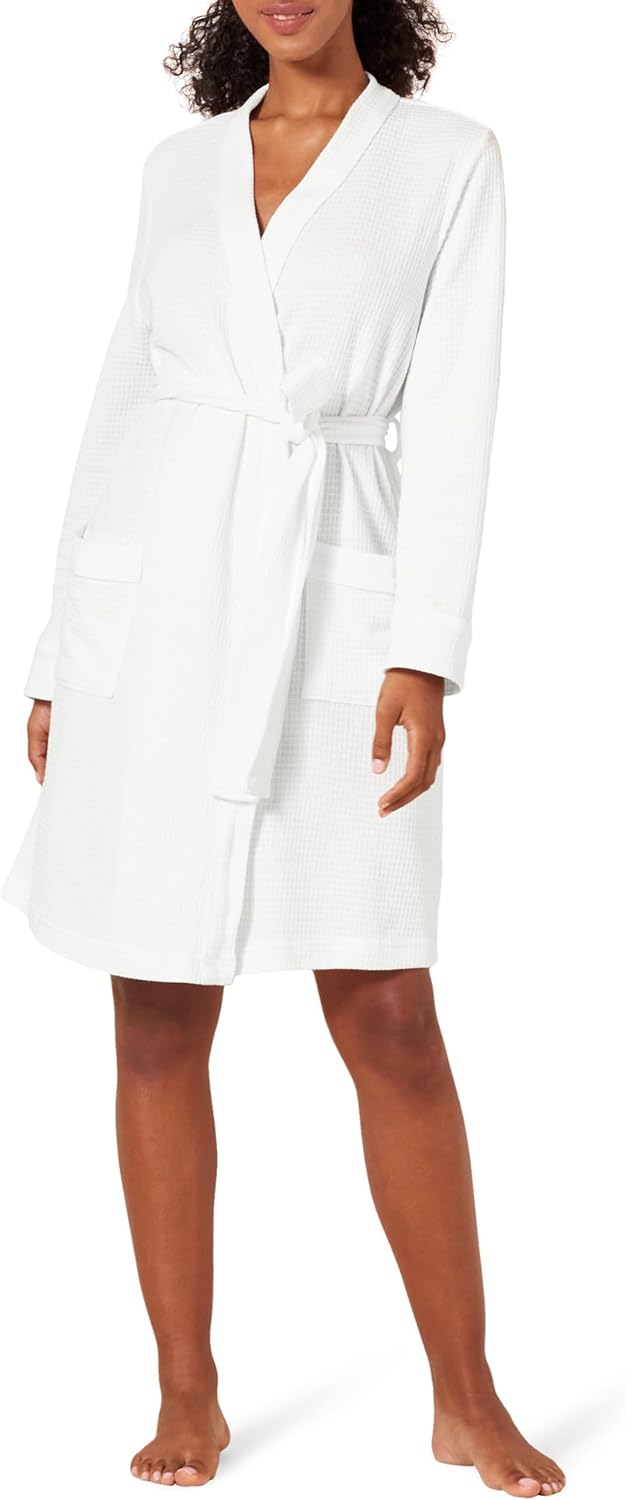 Amazon Essentials Women's Lightweight Waffle Full-Length Bath Robe with Pockets (Plus Size)