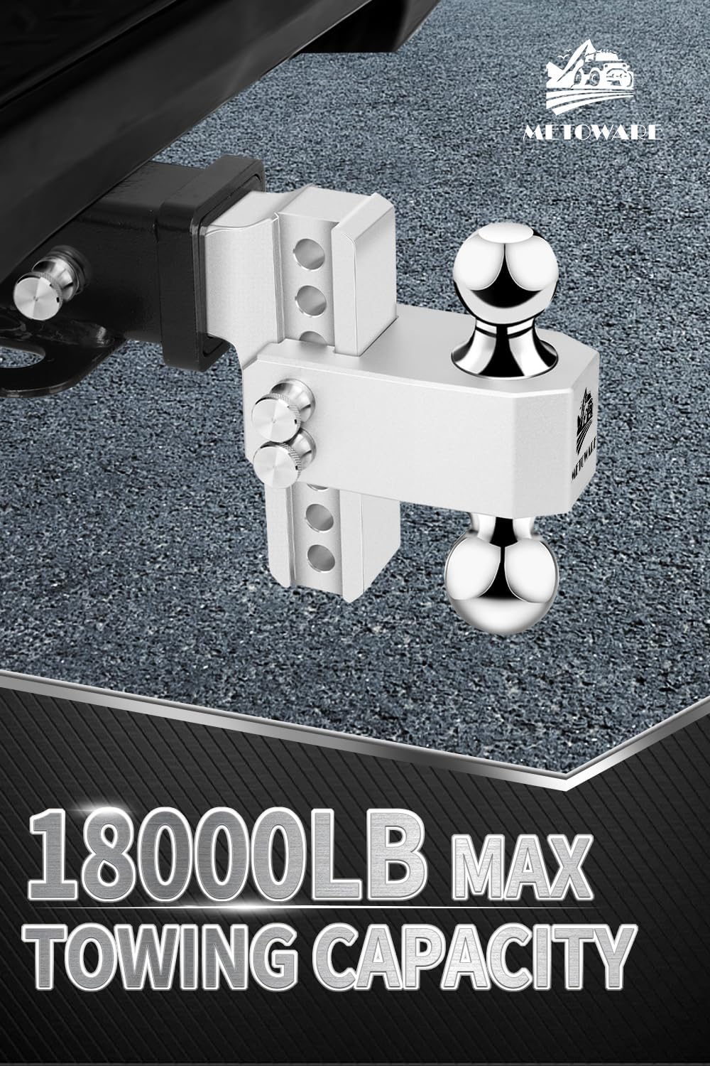 Detalle 2 de METOWARE Adjustable Trailer Hitch 18,000 lbs 🚚