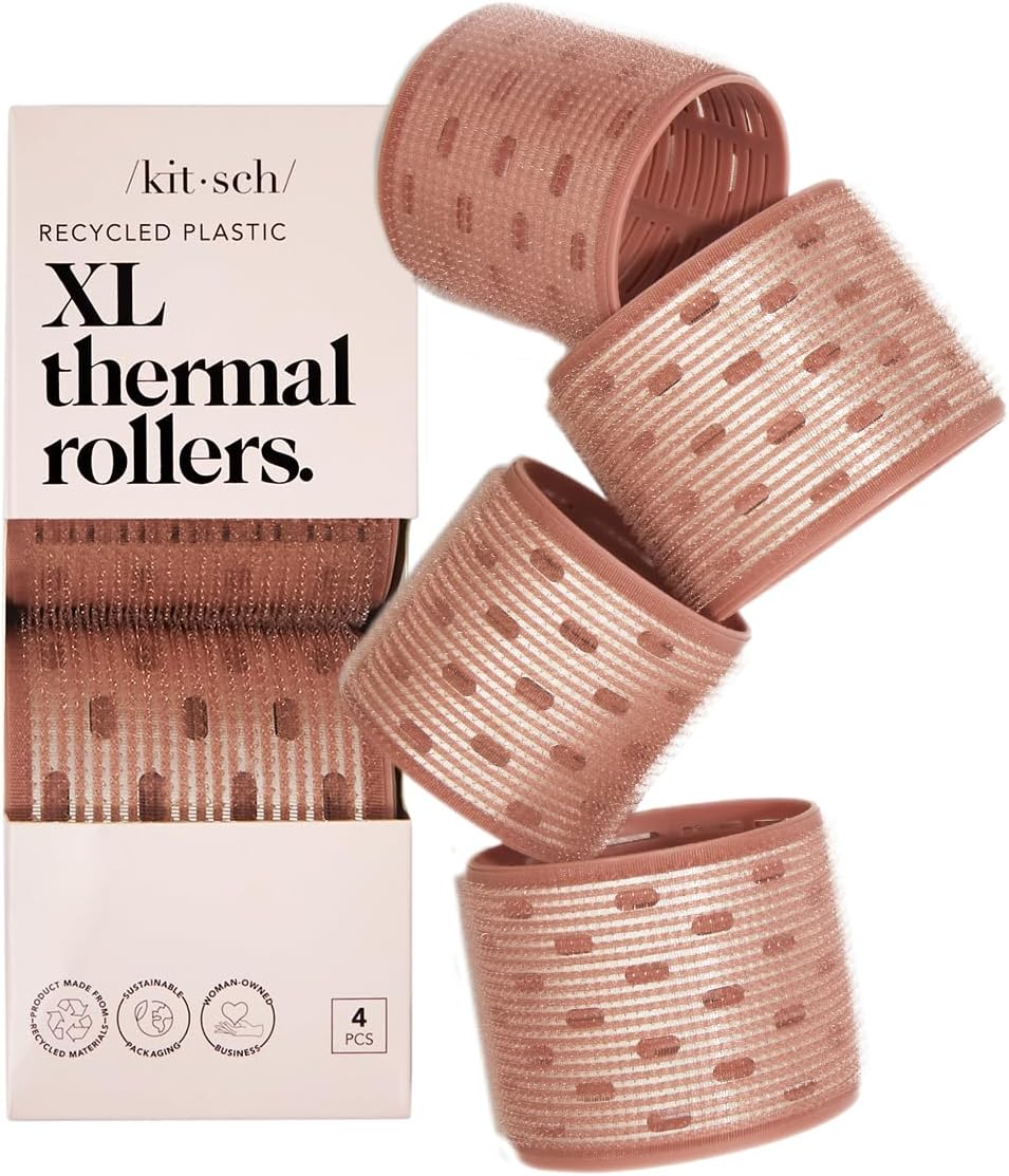 Detalle de Kitsch Pro Ceramic Hair Rollers, Terracotta, 4 Count Self-Grip Set