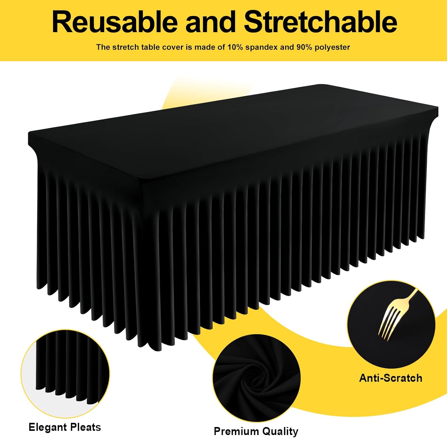 Thumbnail 1 de Smiry Spandex Tablecloth 72" for 6FT Tables 📋