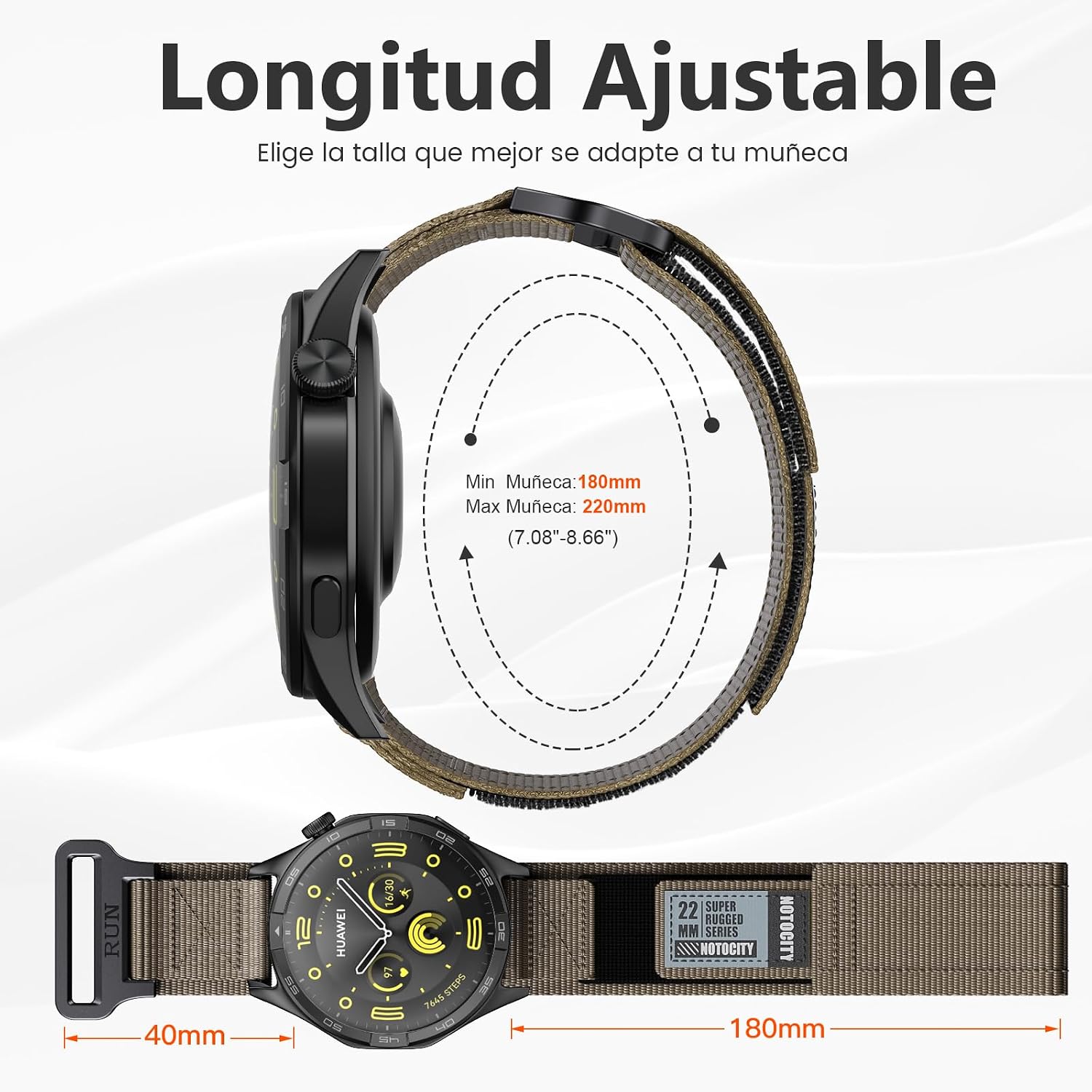 Detalle 2 de NotoCity Correa nylon 22mm para smartwatch