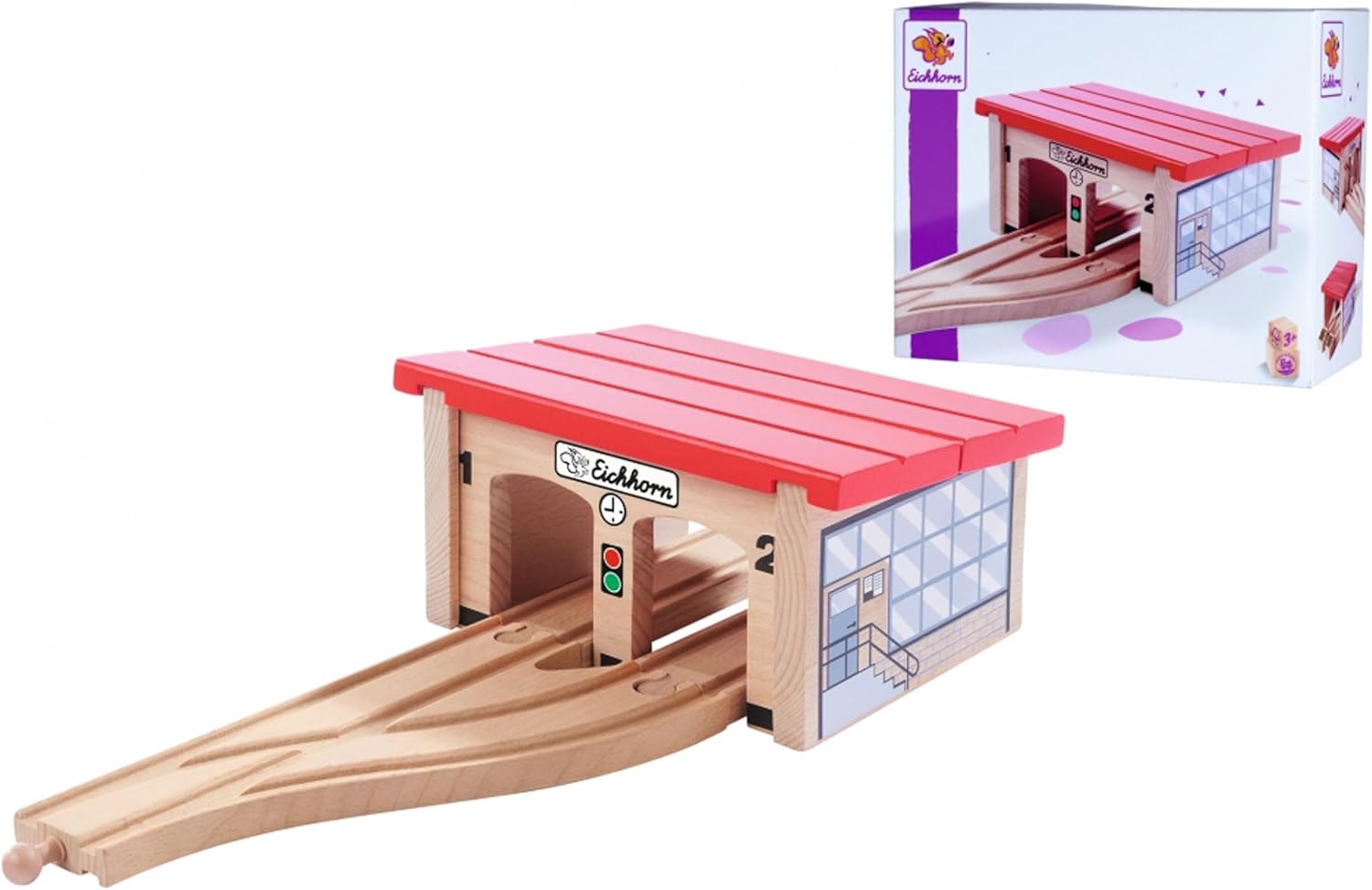 Thumbnail 5 de Eichhorn Rail 100006502 Locomotive Shed — 6 Pieces, FSC Beech Wood, Compatible with Other Rail Systems