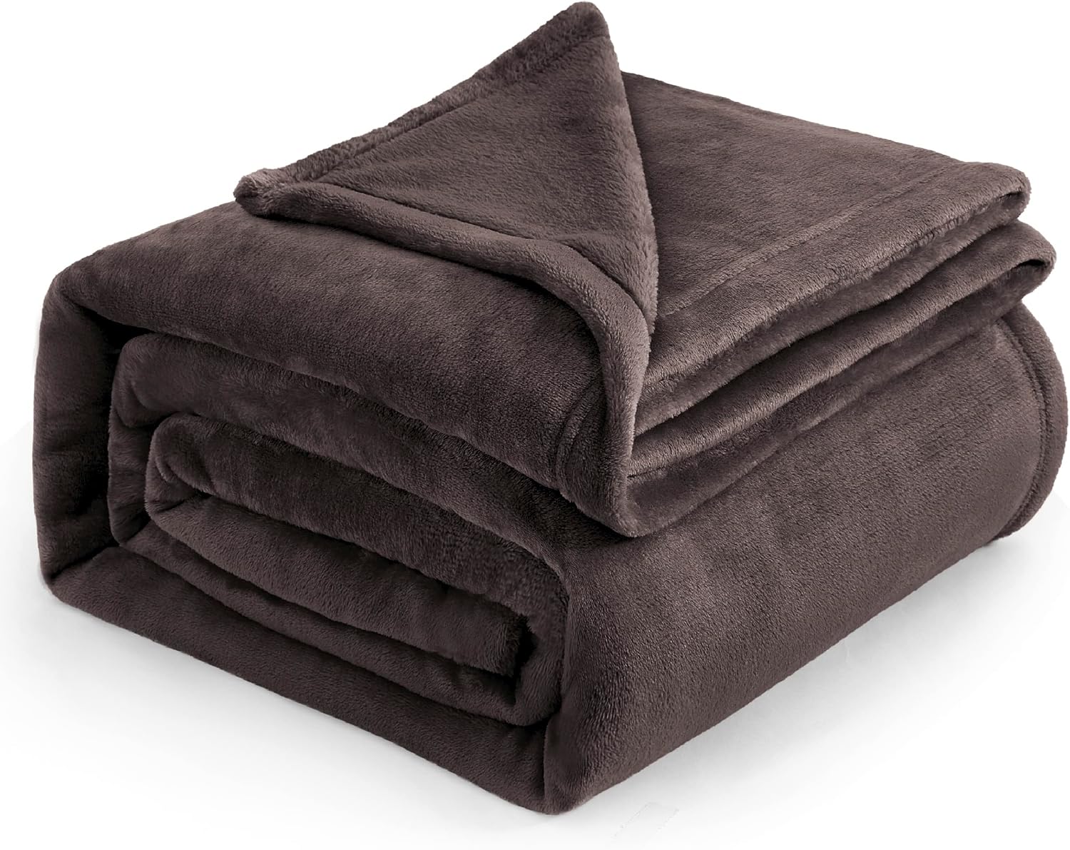 Detalle de Bedsure King Fleece Throw Blanket, Brown, 108 x 90 in, Lightweight Polyester