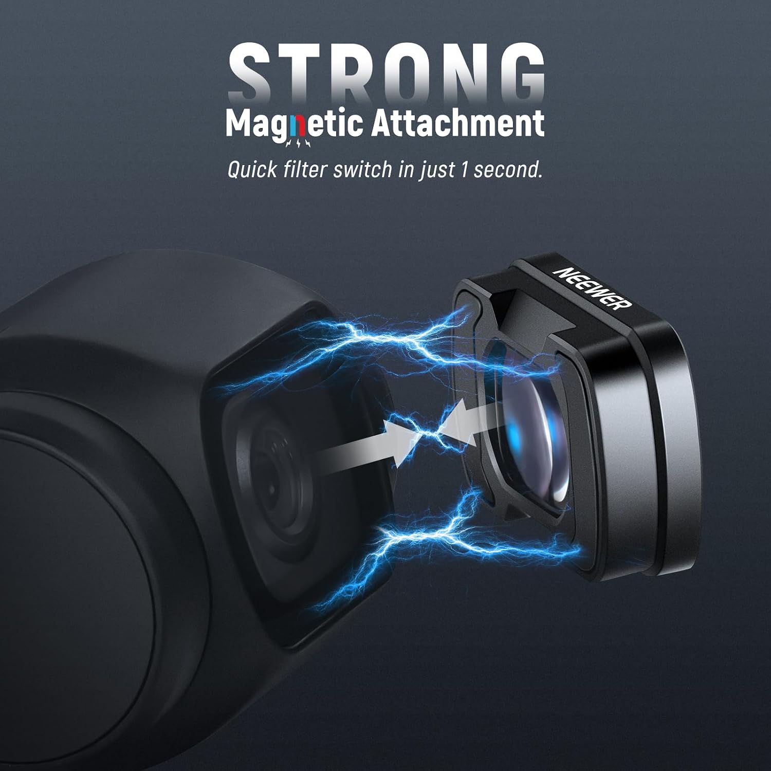 Thumbnail 5 de NEEWER 0.75x 108° FOV Wide Angle Lens for DJI Osmo Pocket 3/4 and Xtra Muse – Magnetic, Multi-coated Glass