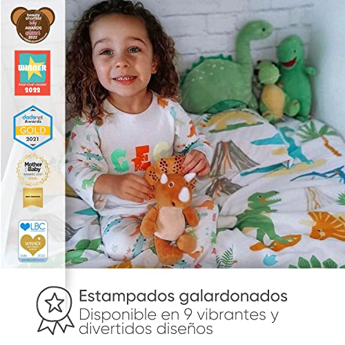 Detalle de Bloomsbury Mill Juego de Funda Nórdica 200x200 cm para Cama Infantil | Dinosaurios Jurassic
