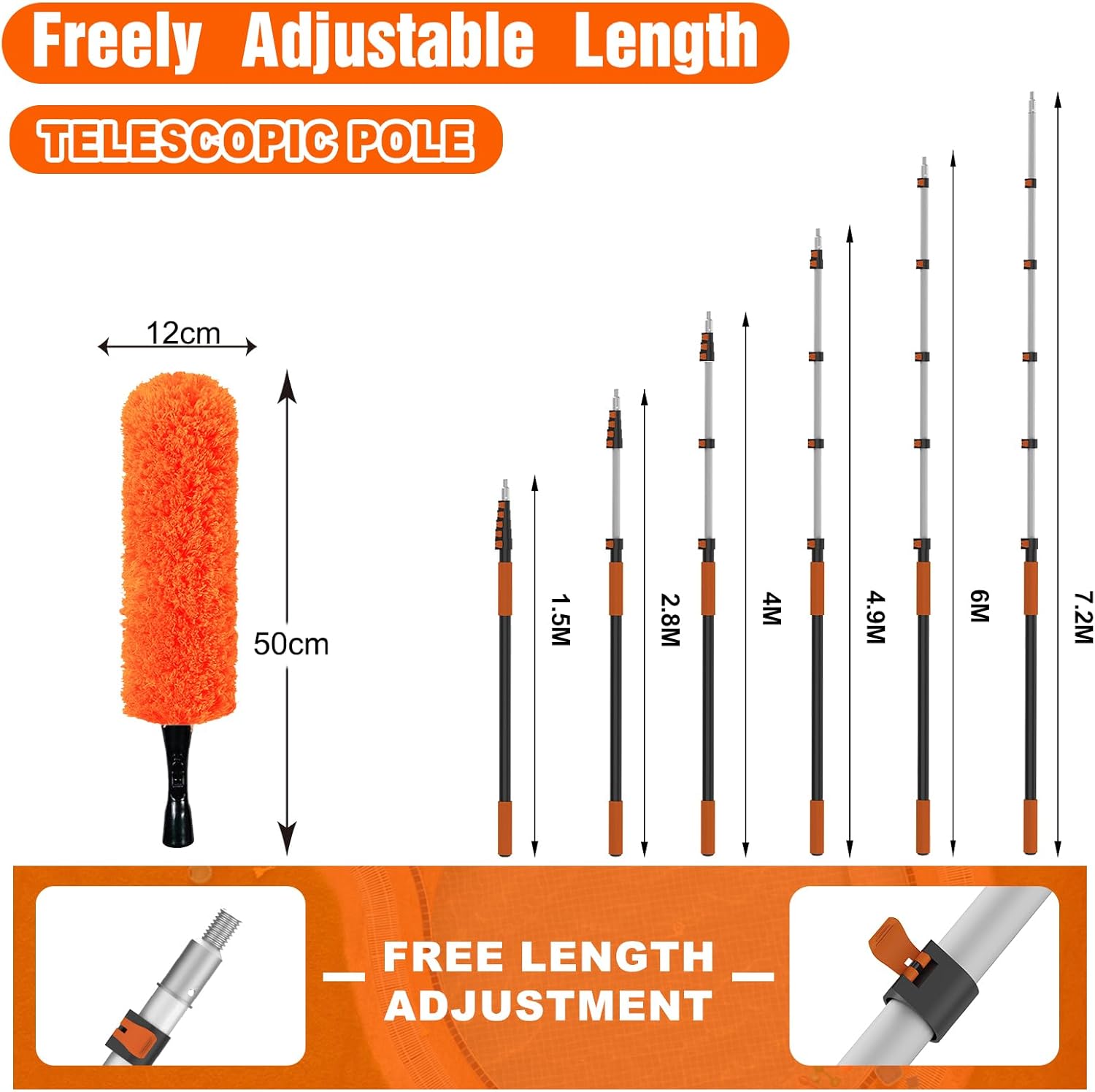 Thumbnail 3 de SISUPASSIE 7.2m Extendable Feather Duster Kit (1.5–7.2m) with Window Cleaning Attachments