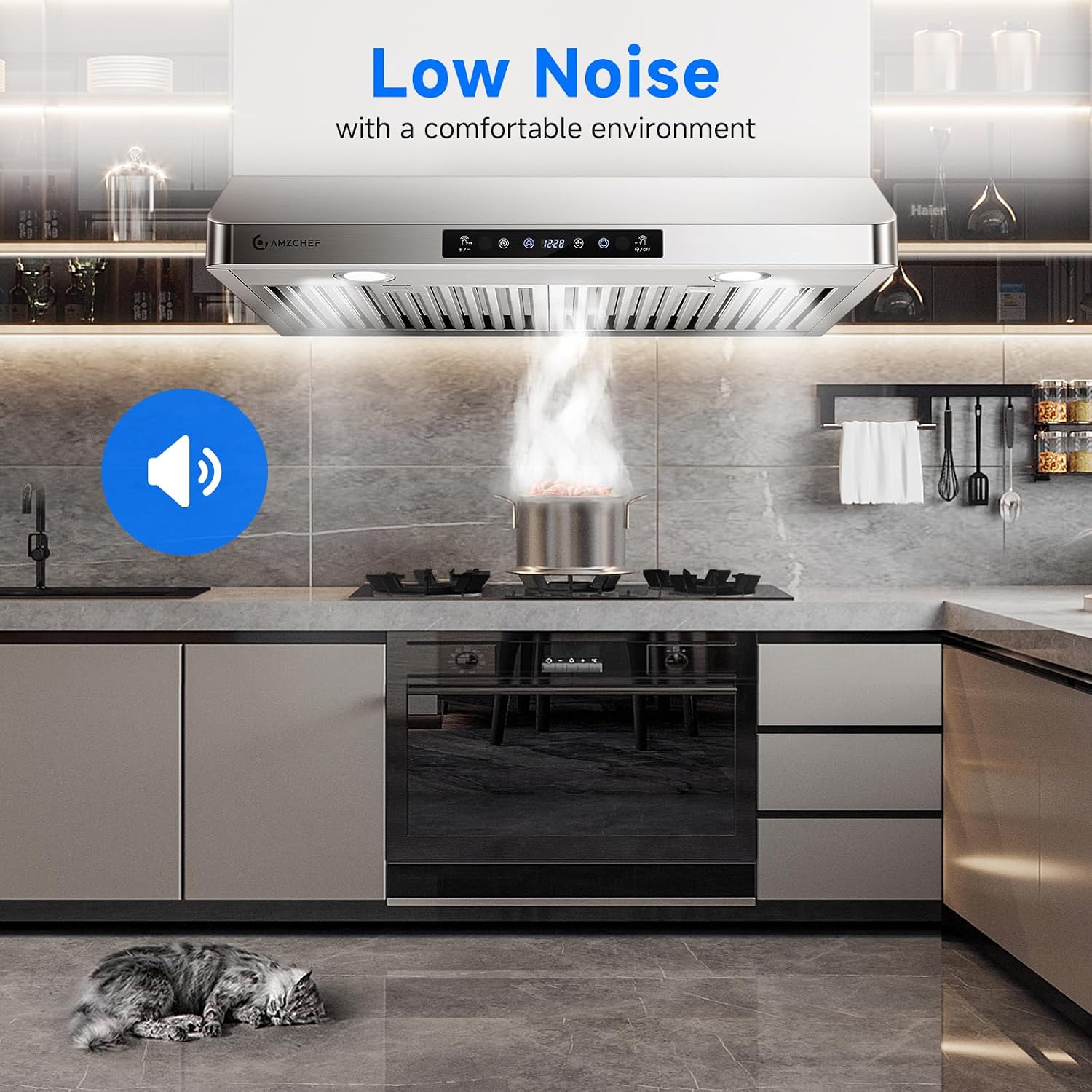 Detalle de AMZCHEF UL-LF0176C1-ST 30-Inch Under-Cabinet Range Hood with Remote Control
